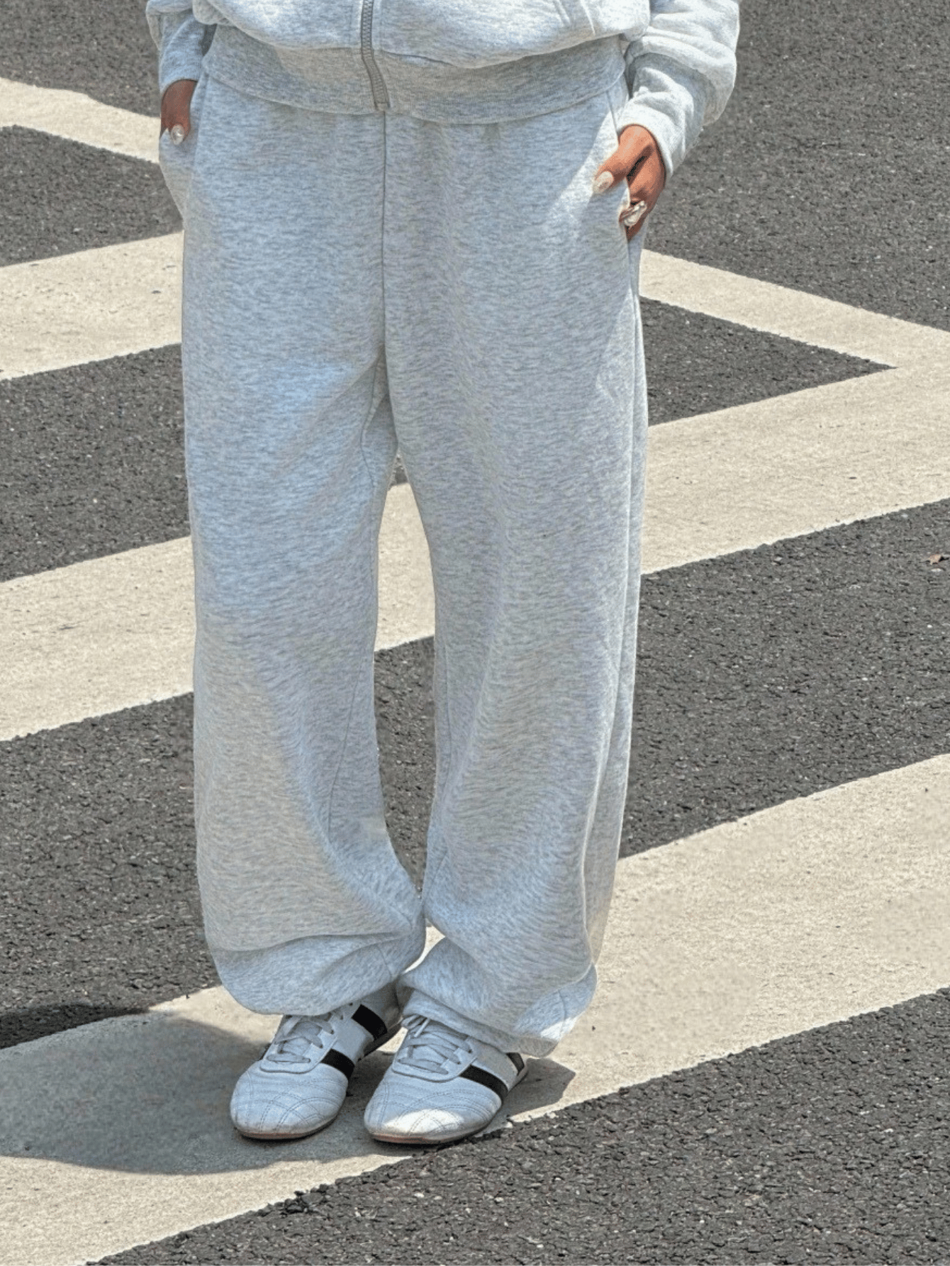 Kadın Gri Eşofman Altı Bol Paça Oversize Jogger Pantolon Yüksek Bel Rahat Kalıp Günlük Spor Alt