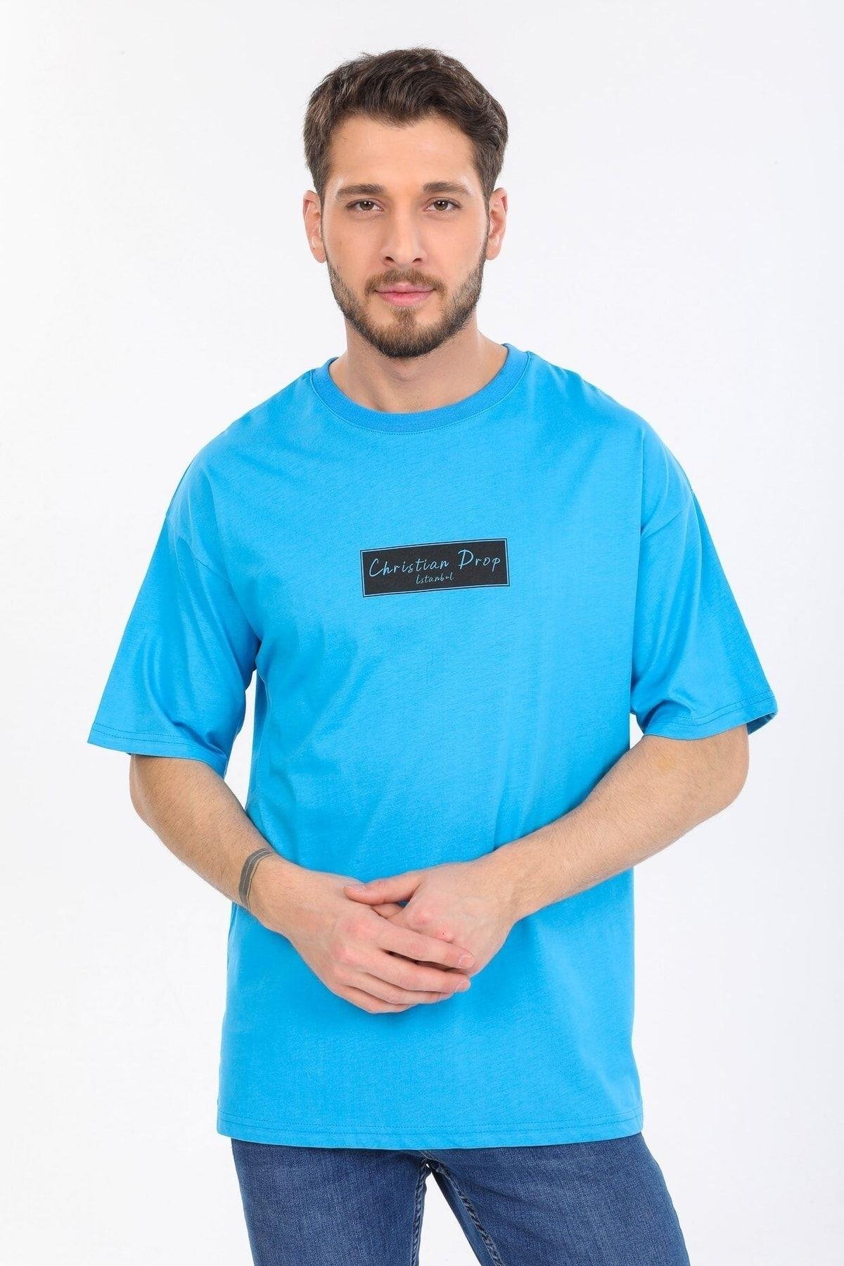 Logo Detaylı Mavi T-shirt