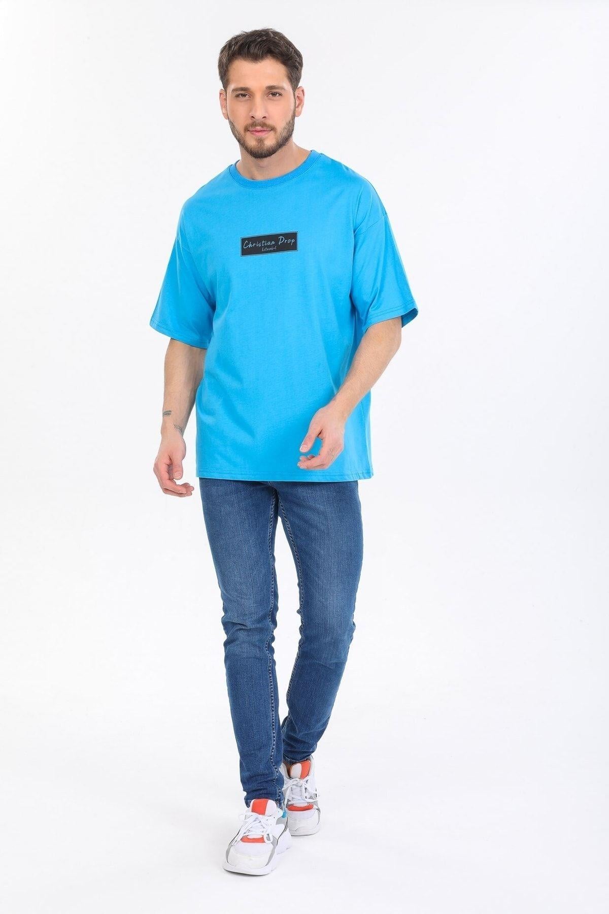 Logo Detaylı Mavi T-shirt