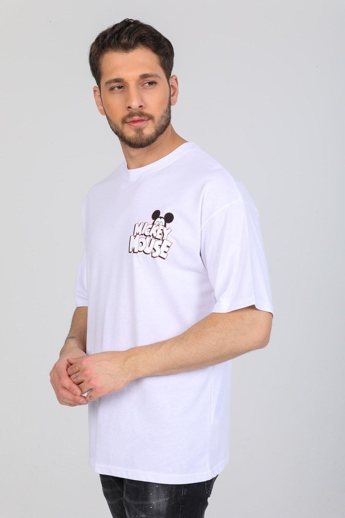 Mıckey Mouse Logolu Beyaz T-shirt