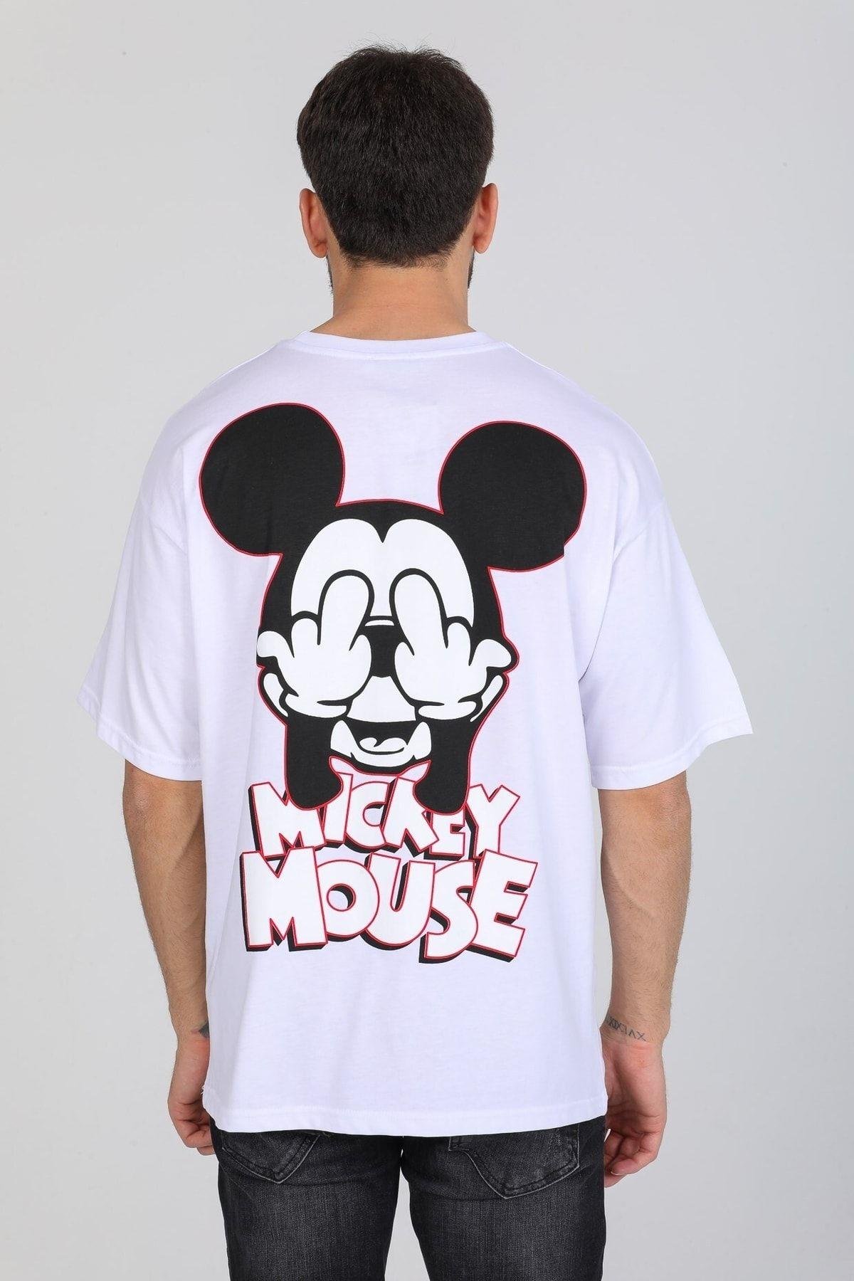 Mıckey Mouse Logolu Beyaz T-shirt