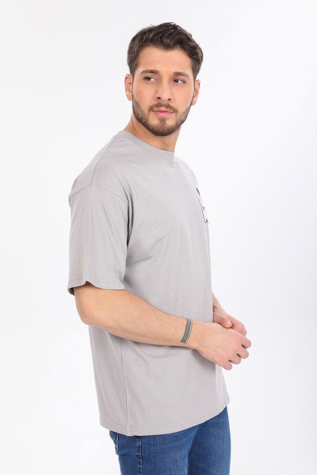 Mıckey Mouse Logolu Gri T-shirt