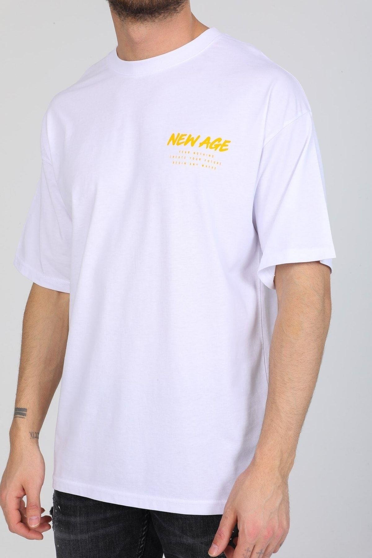 New Age Yazılı Beyaz T-shirt