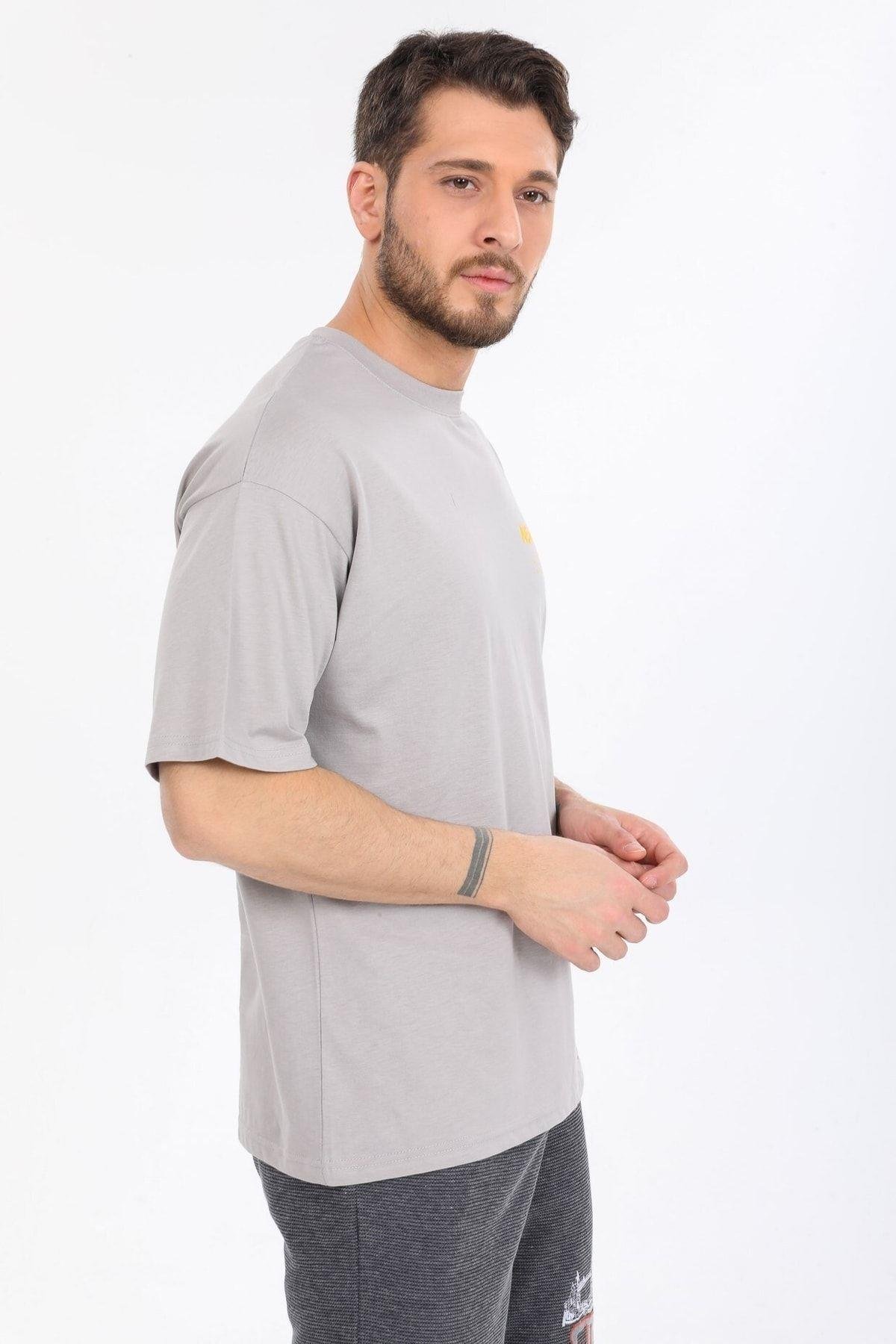 New Age Yazılı Gri T-shirt