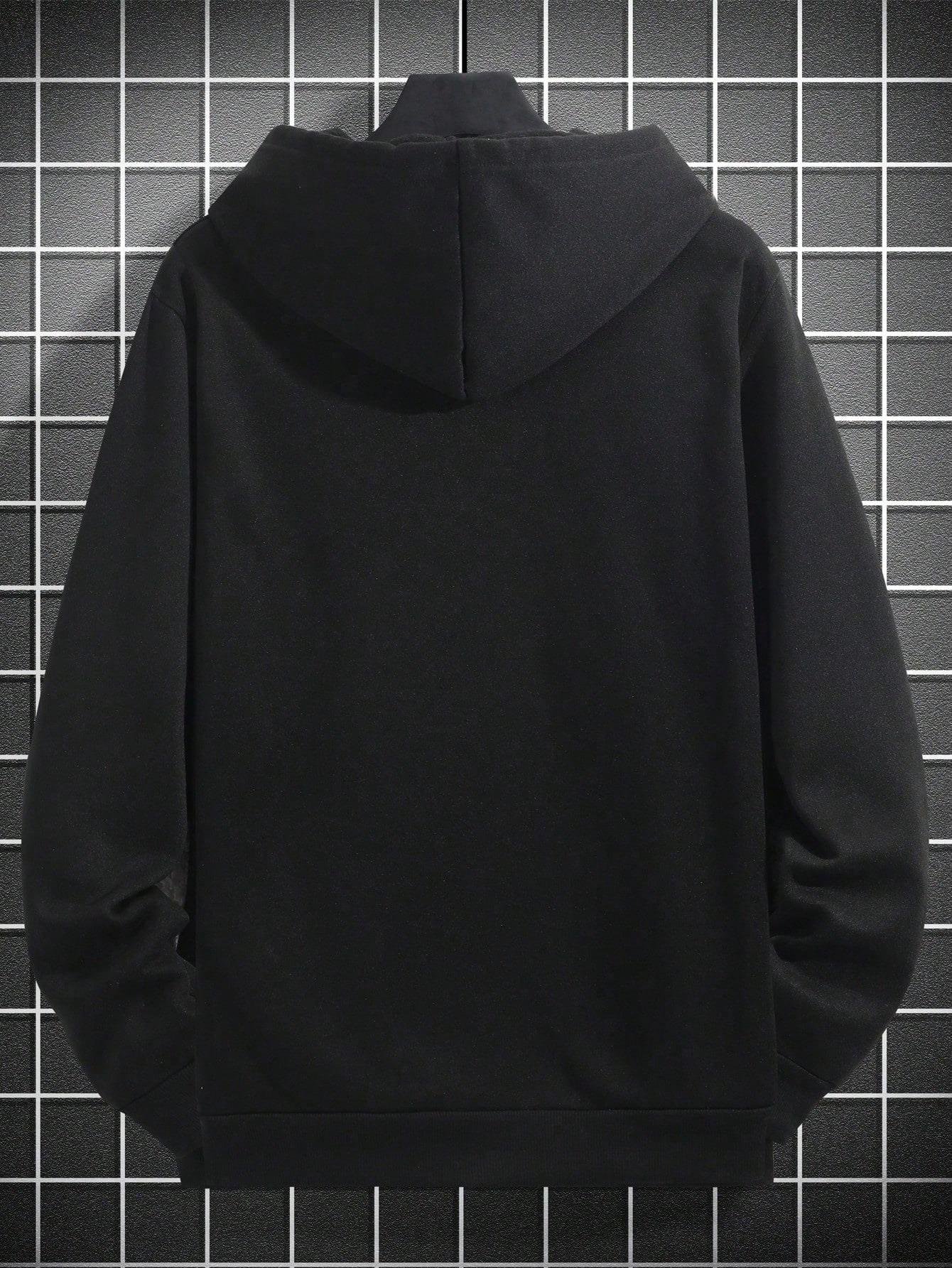 Oversize Geniş Kesim Uzun Kollu Kapüşonlu Sweatshirt – Siyah Hoodie Ghost Mask Baskılı