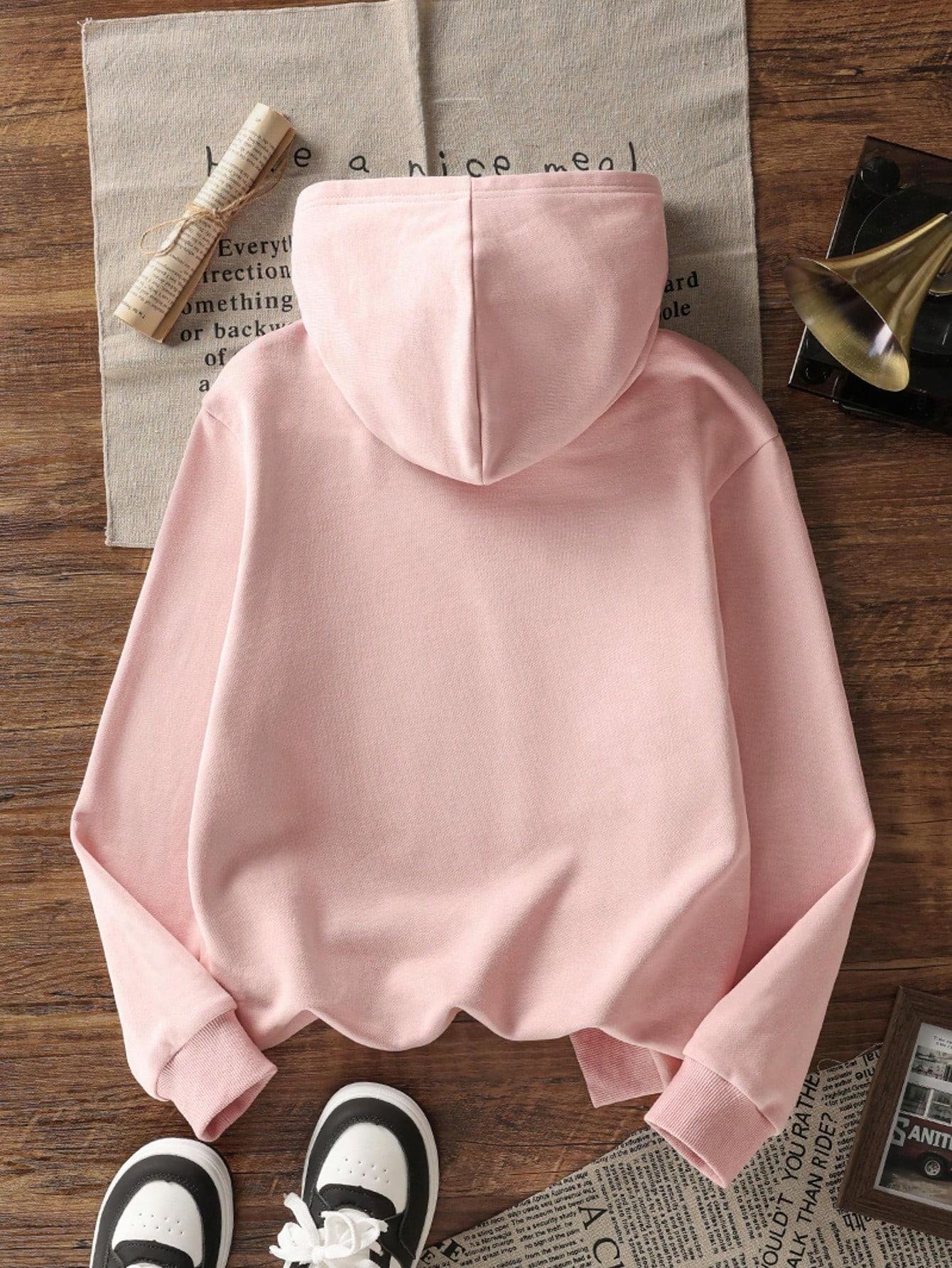 Pembe Sevimli Aksolotl ve Bubble Tea Baskılı Kız Çocuk  Sweatshirt Rahat Kalıp