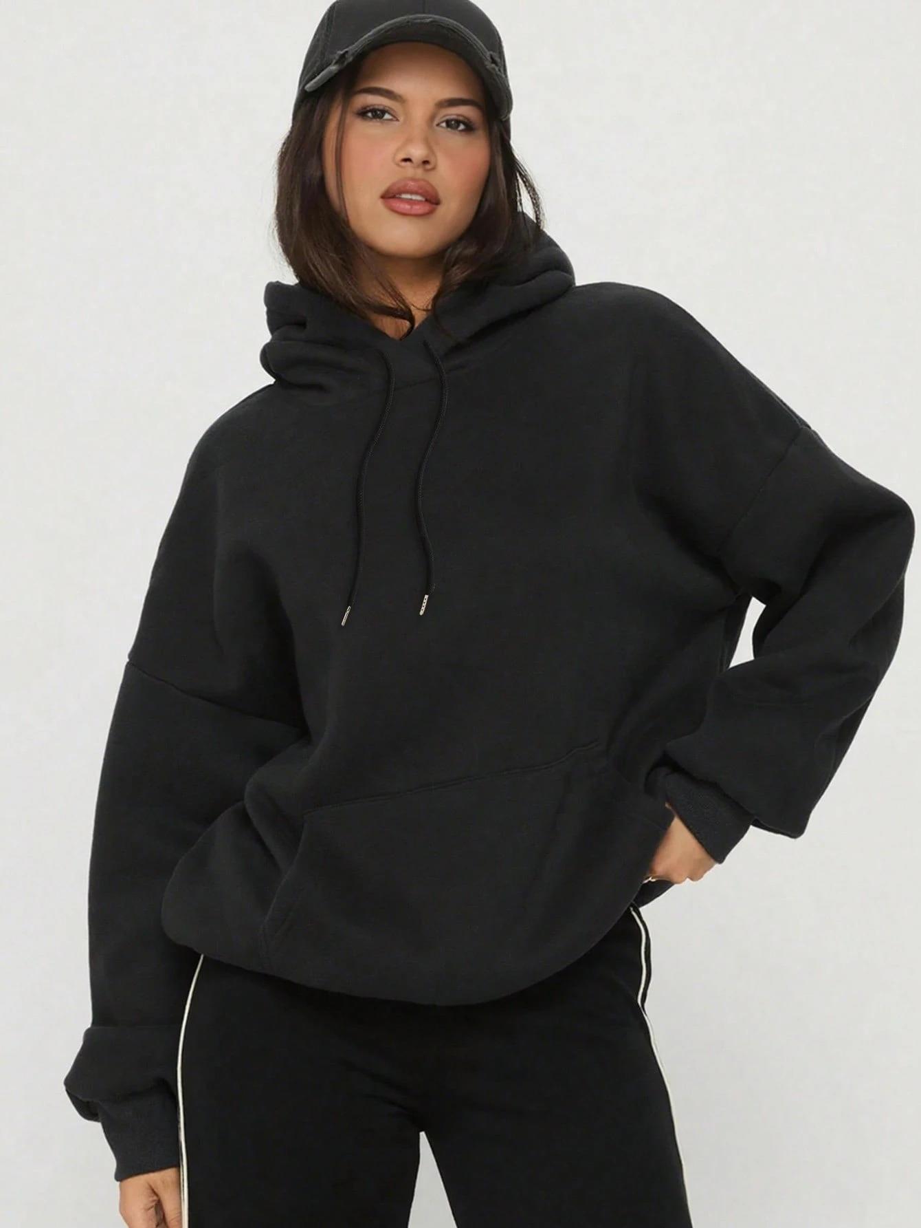 Premium Kalite | Şardonlu İçi Yumuşak %100 Pamuk Kapüşonlu | Taş Dizimli Unisex Siyah Oversize Hoodie Sweatshirt