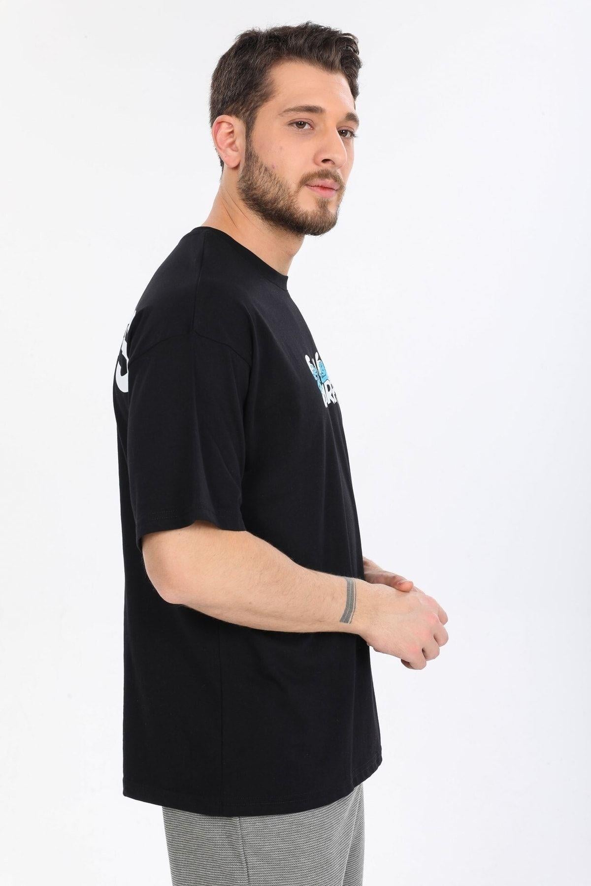 Smurfs Yazılı Siyah T-shirt
