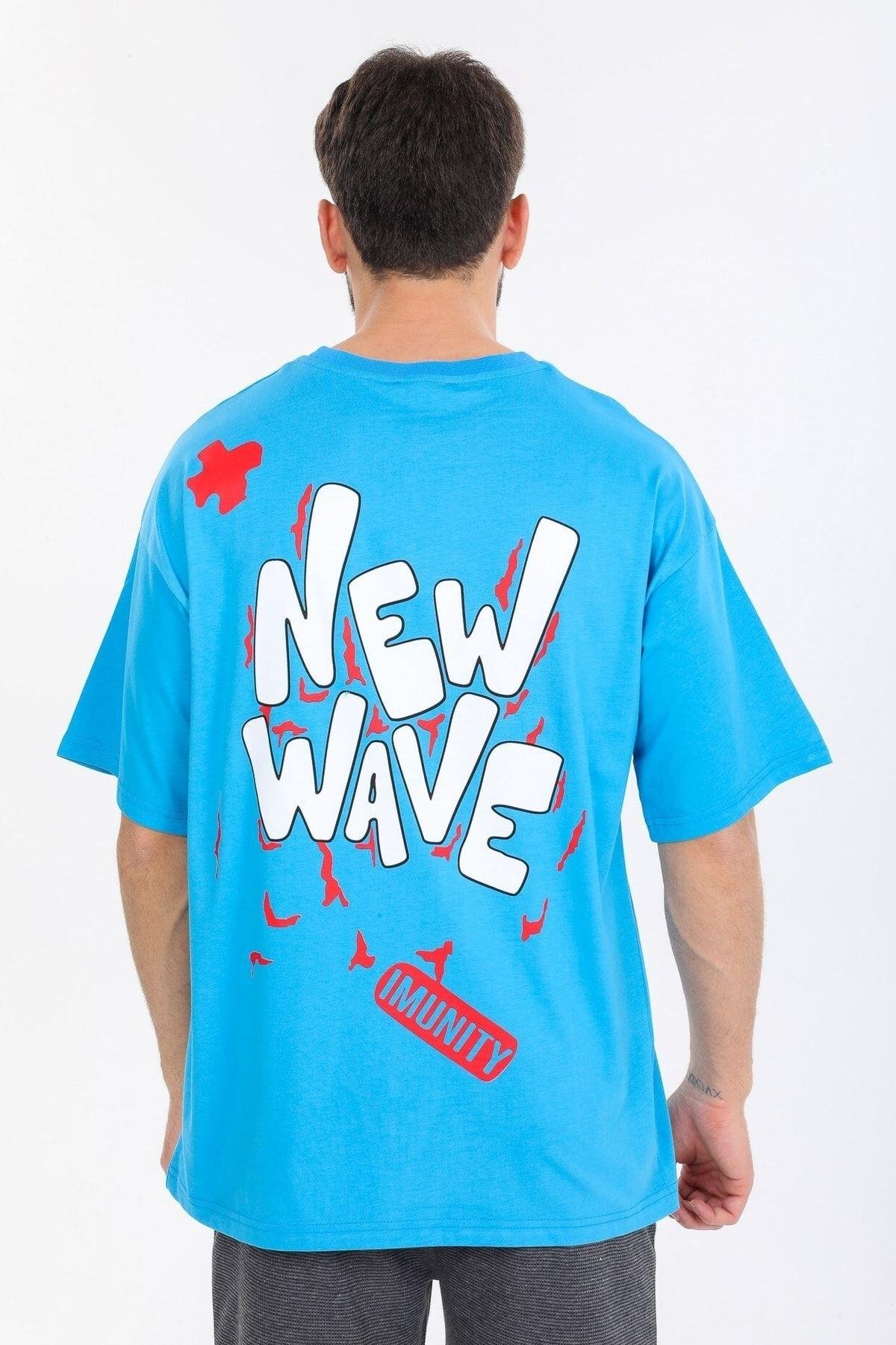 Social Yazılı Mavi T-shirt
