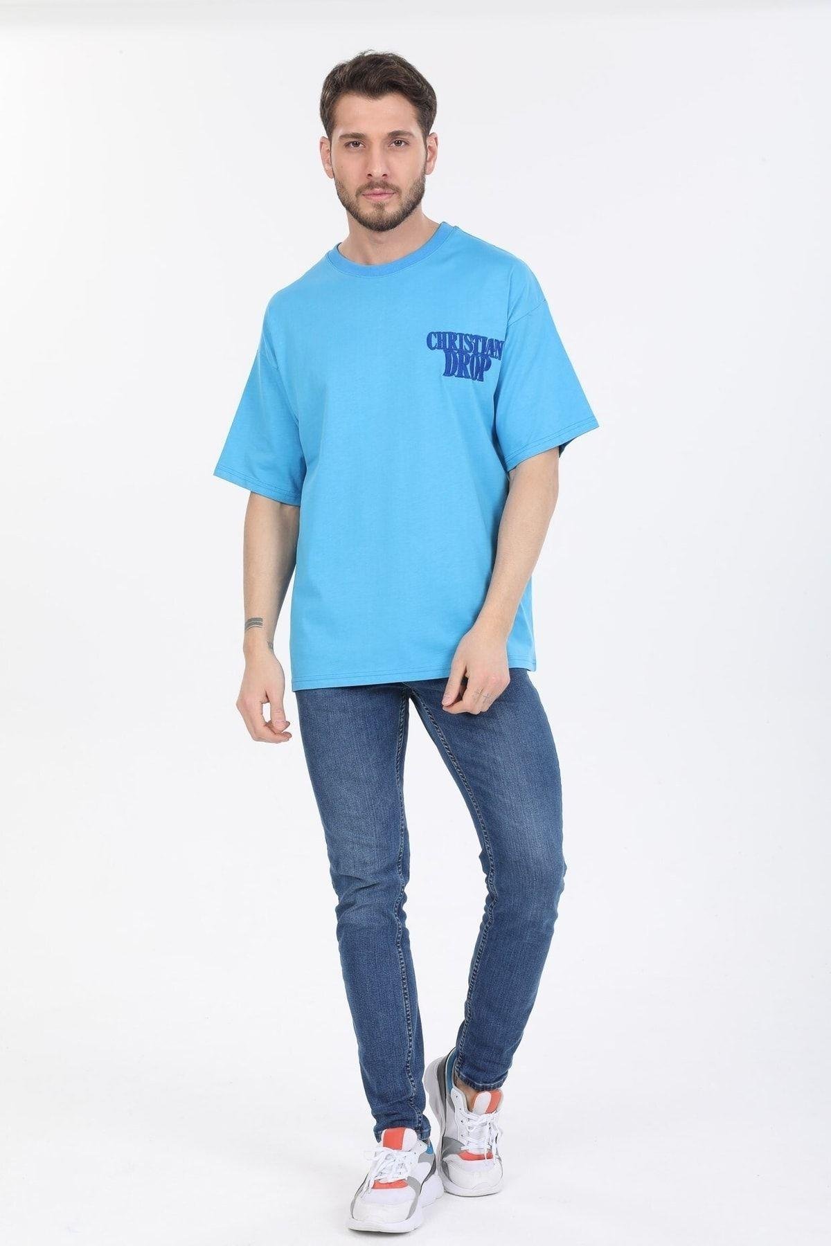 Sol Gögüs Logolu Mavi T-shirt