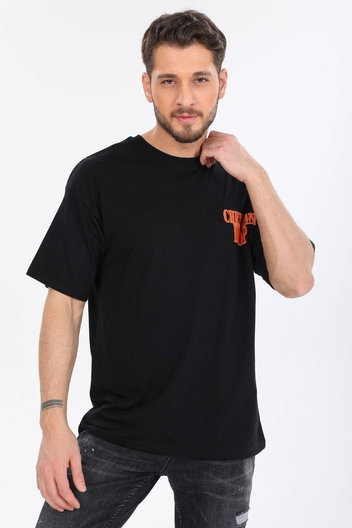Sol Gögüs Logolu Siyah T-shirt