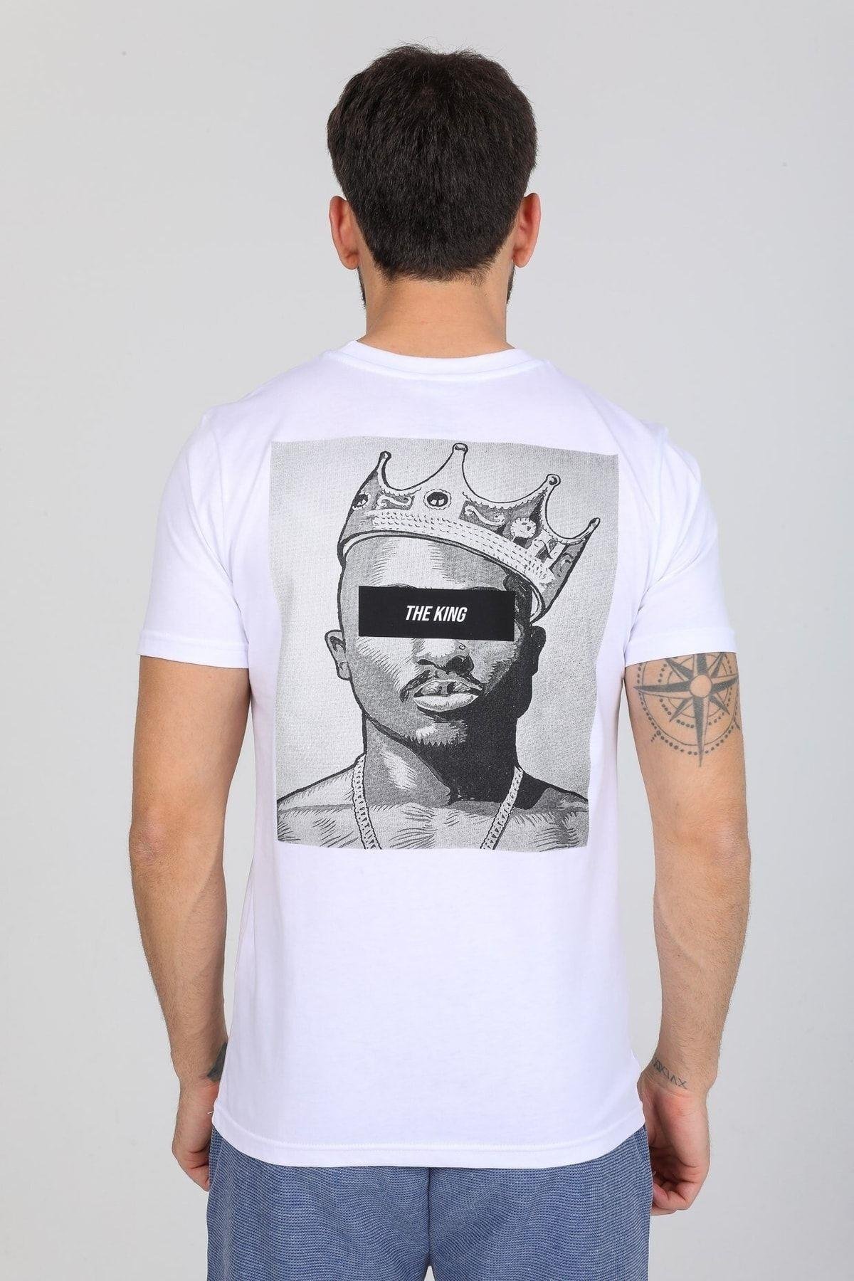 The King Yazılı Beyaz T-shirt