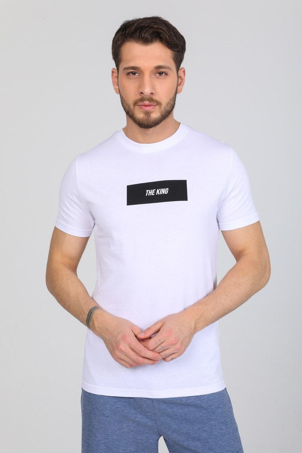 The King Yazılı Beyaz T-shirt