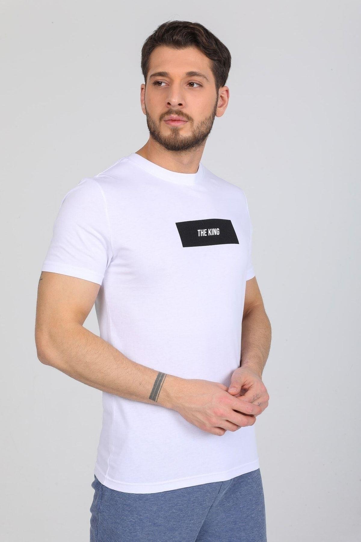 The King Yazılı Beyaz T-shirt