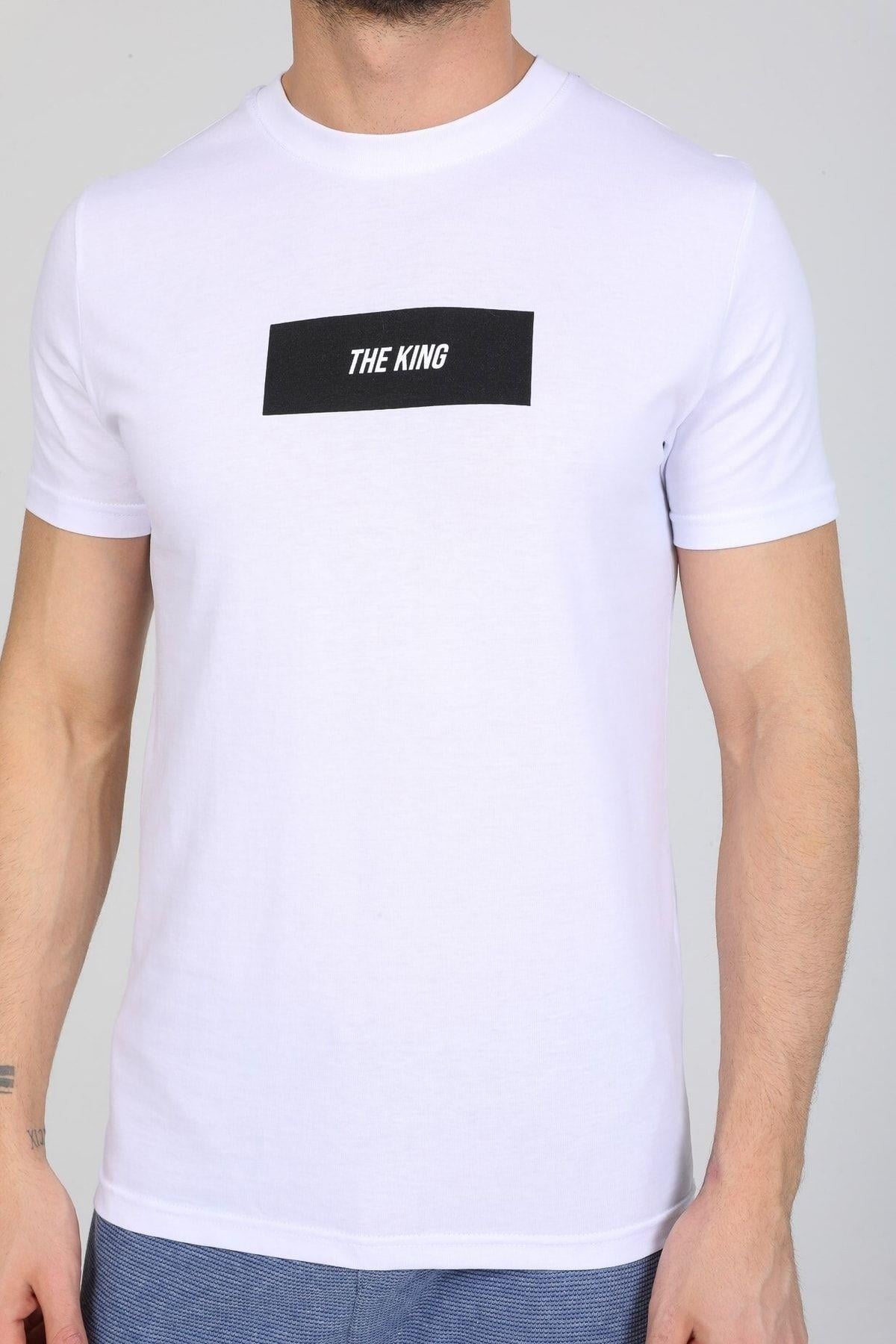 The King Yazılı Beyaz T-shirt