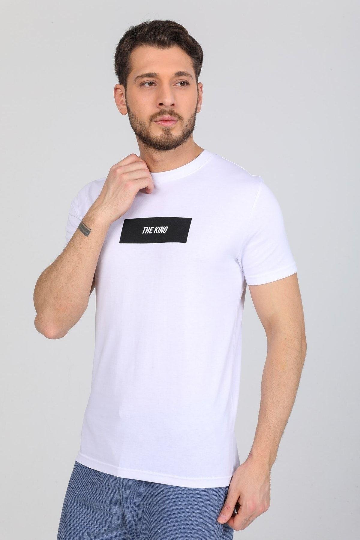 The King Yazılı Beyaz T-shirt