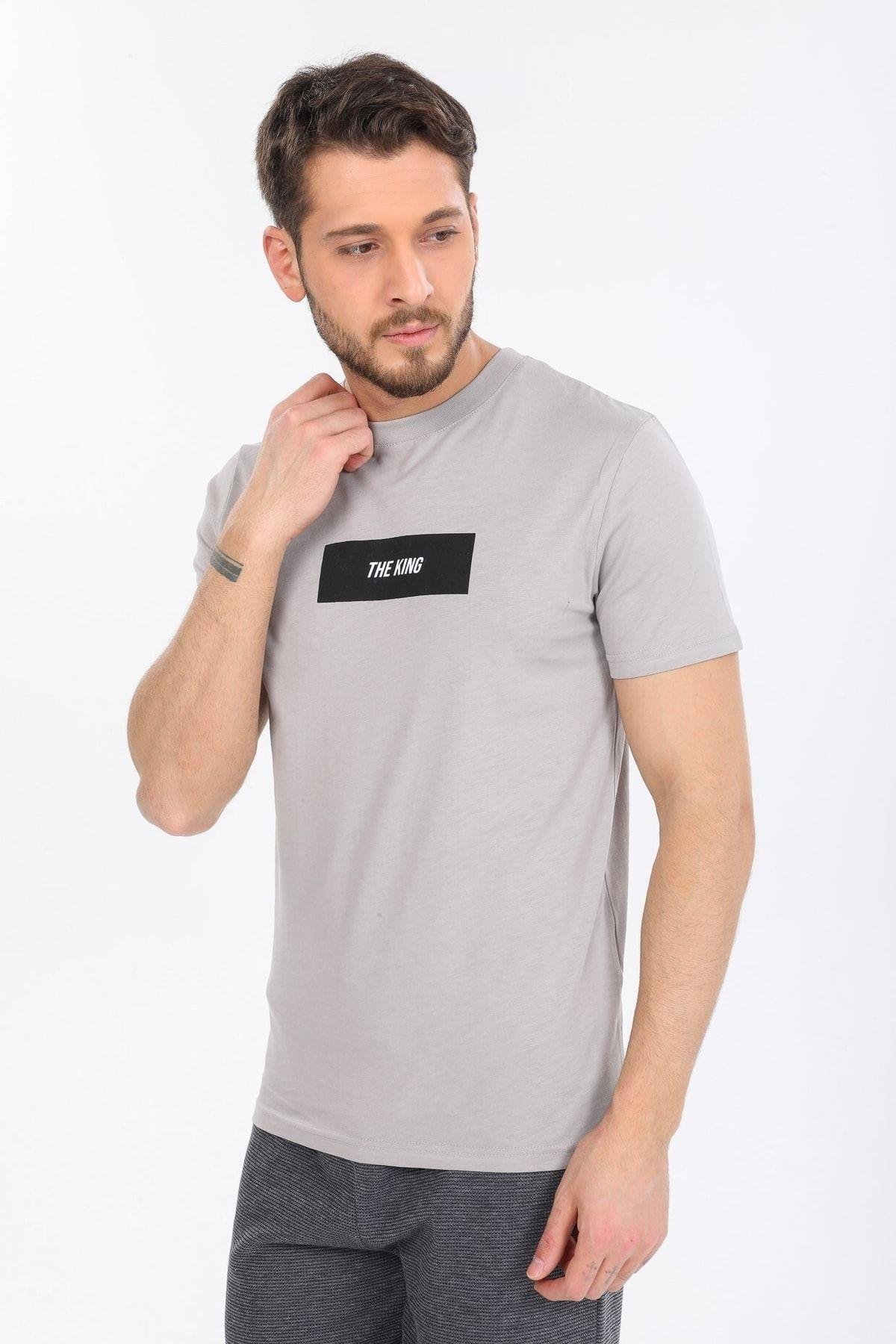 The King Yazılı Gri T-shirt