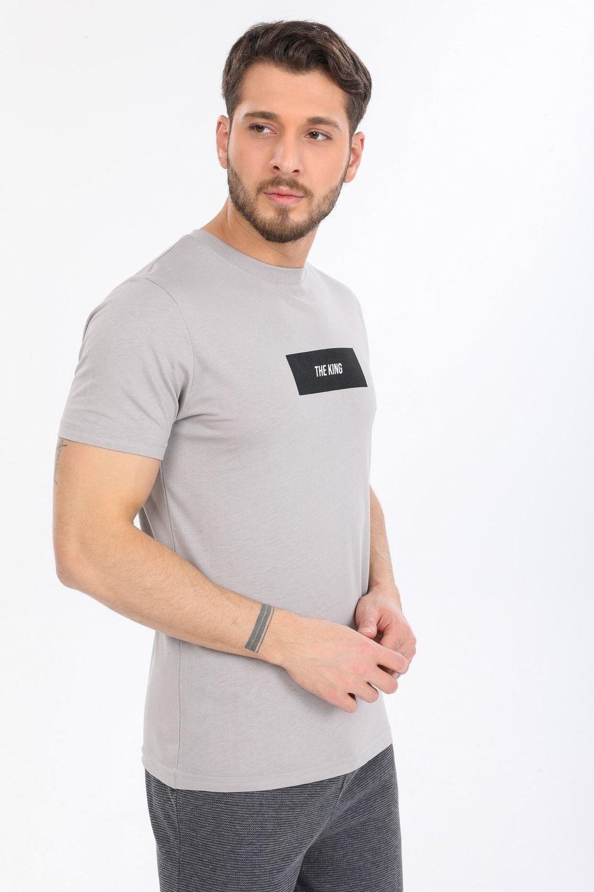 The King Yazılı Gri T-shirt