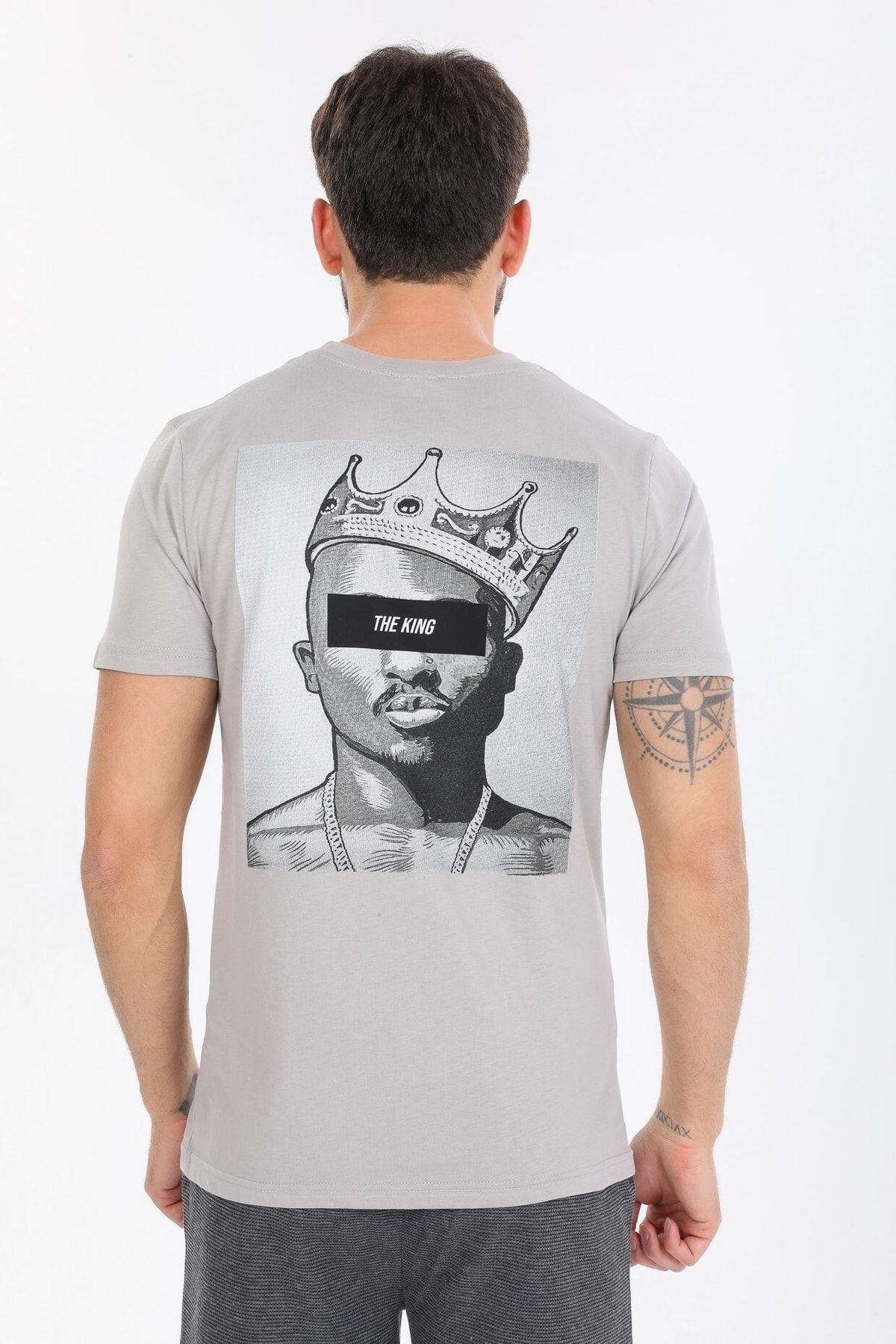 The King Yazılı Gri T-shirt