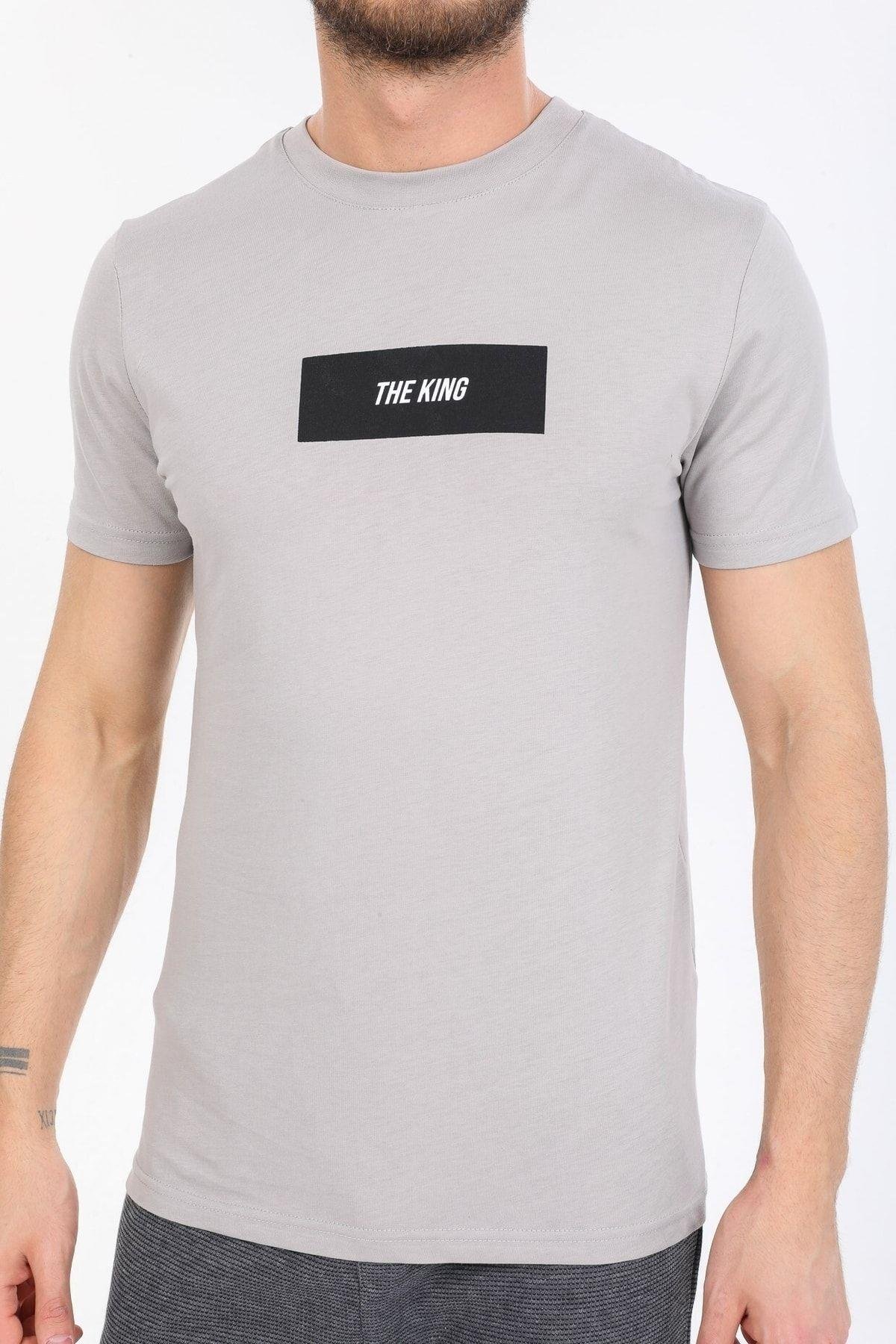 The King Yazılı Gri T-shirt