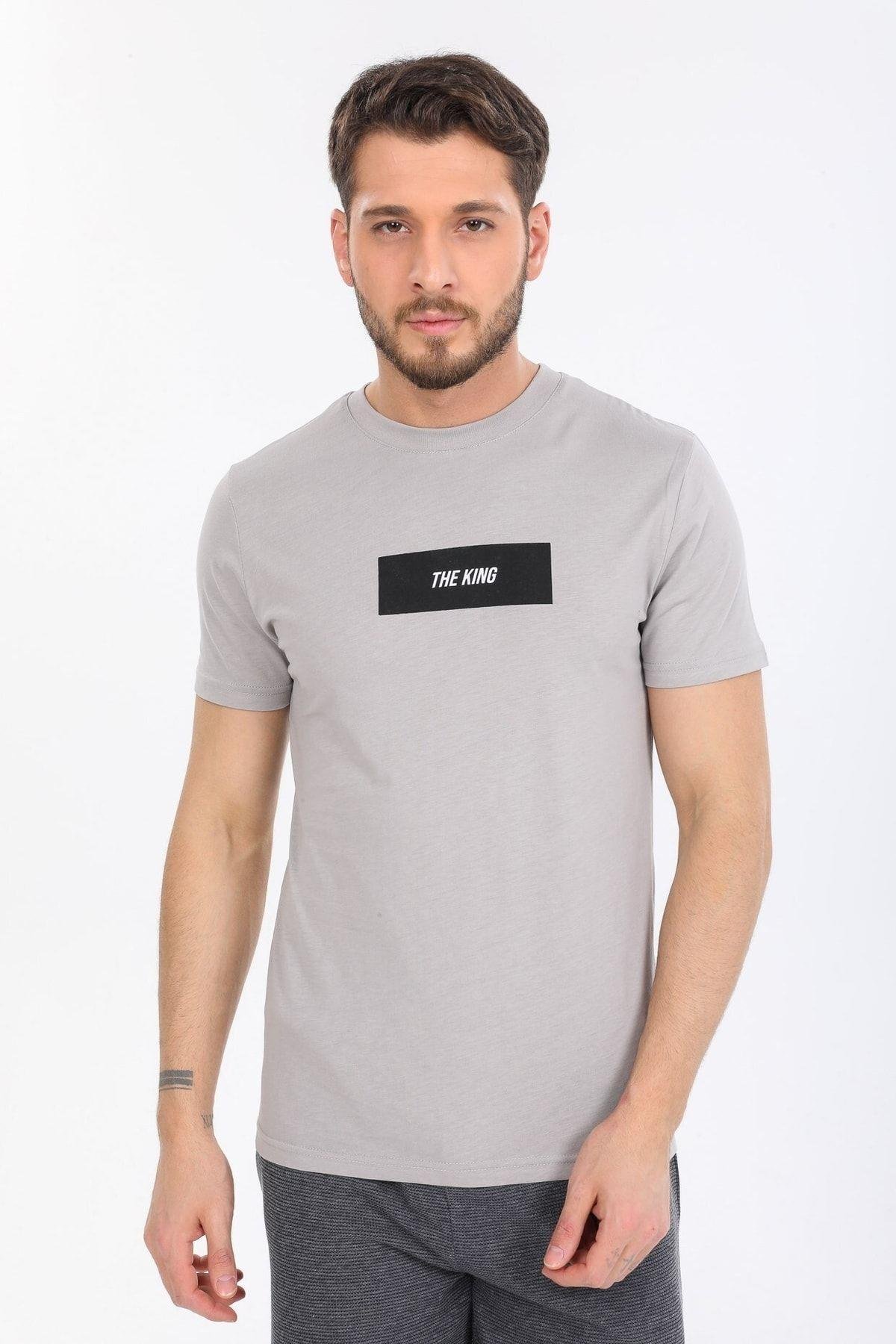 The King Yazılı Gri T-shirt