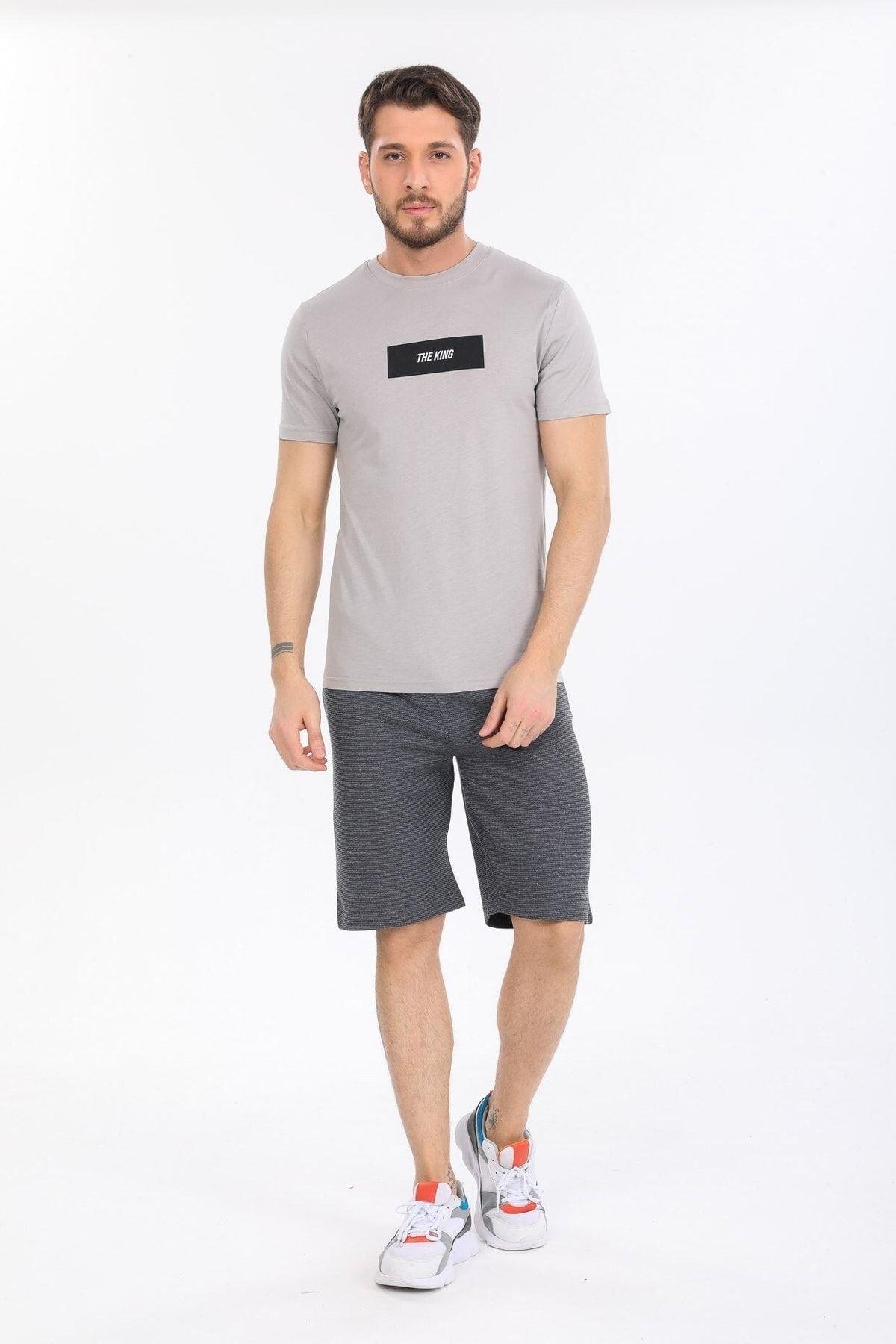 The King Yazılı Gri T-shirt