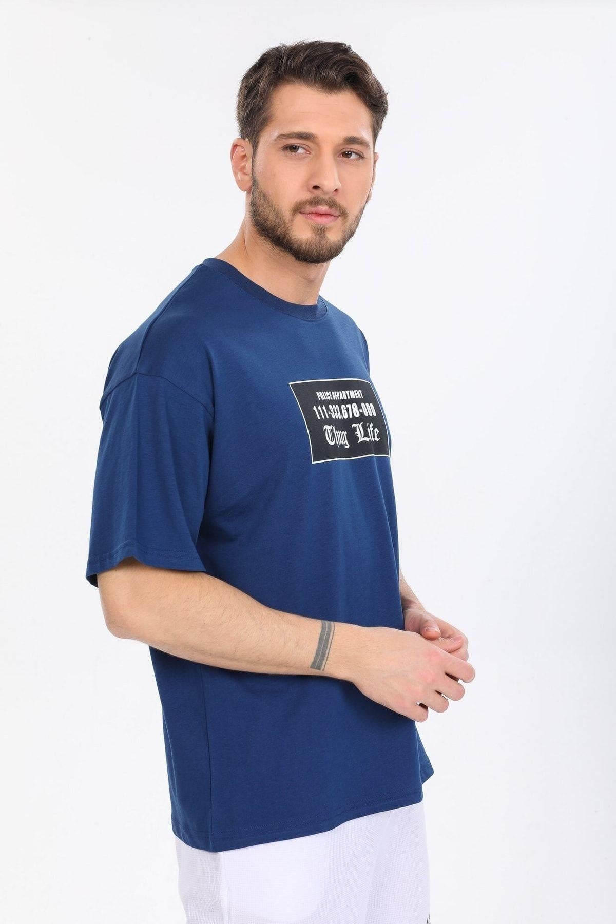 The King Yazılı Mavi T-shirt