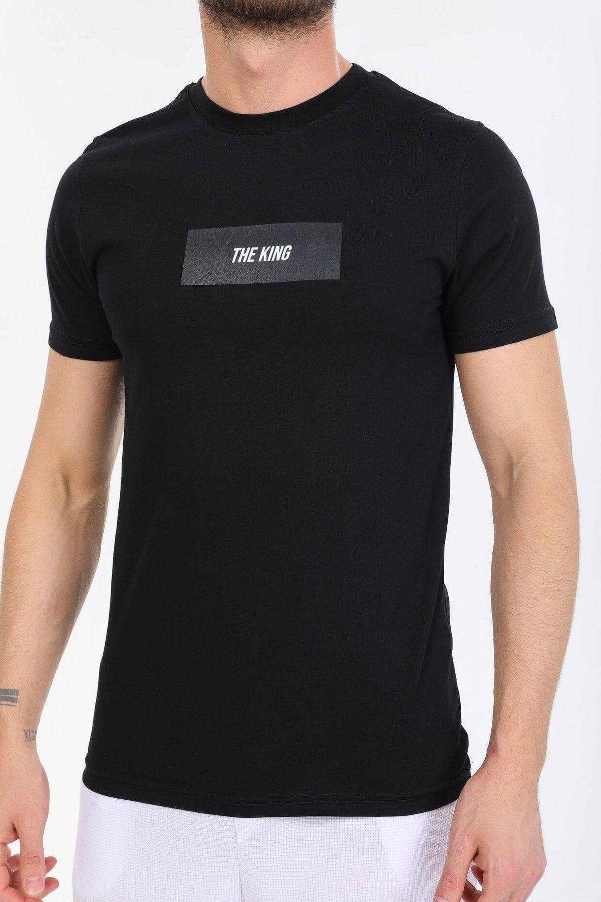 The King Yazılı Siyah T-shirt