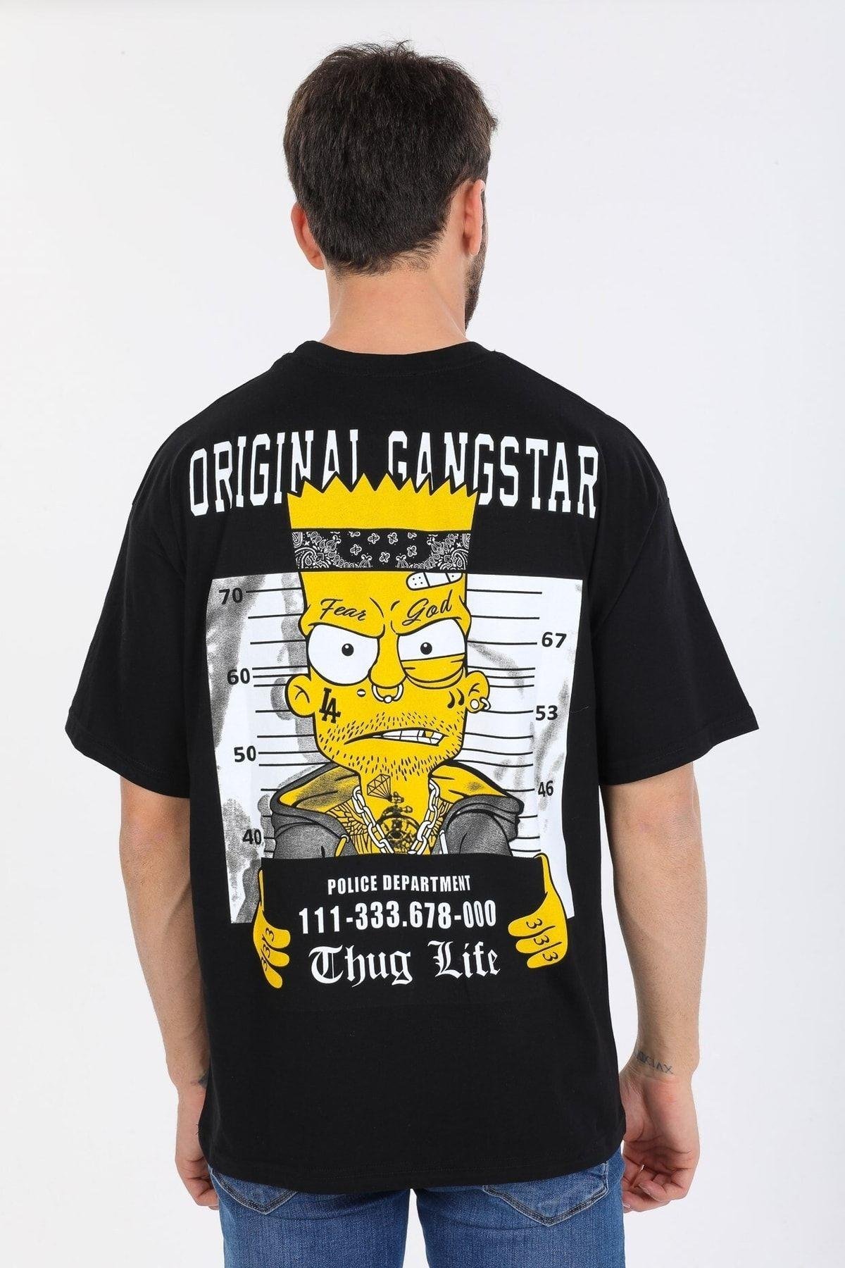 Thug Life Yazılı Siyah T-shirt