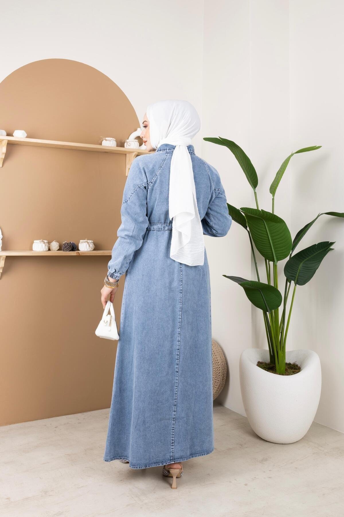 KADIN BELDEN BAĞCIKLI FERMUAR DETAYLI KOT ELBİSE