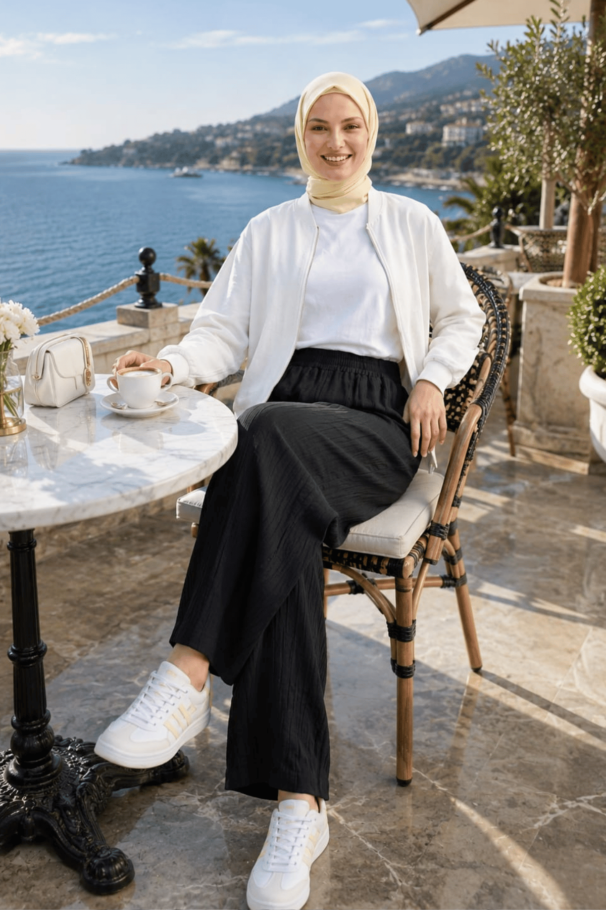 Kadın Beli Lastikli Çilek Kumaş Siyah Salaş Pantolon