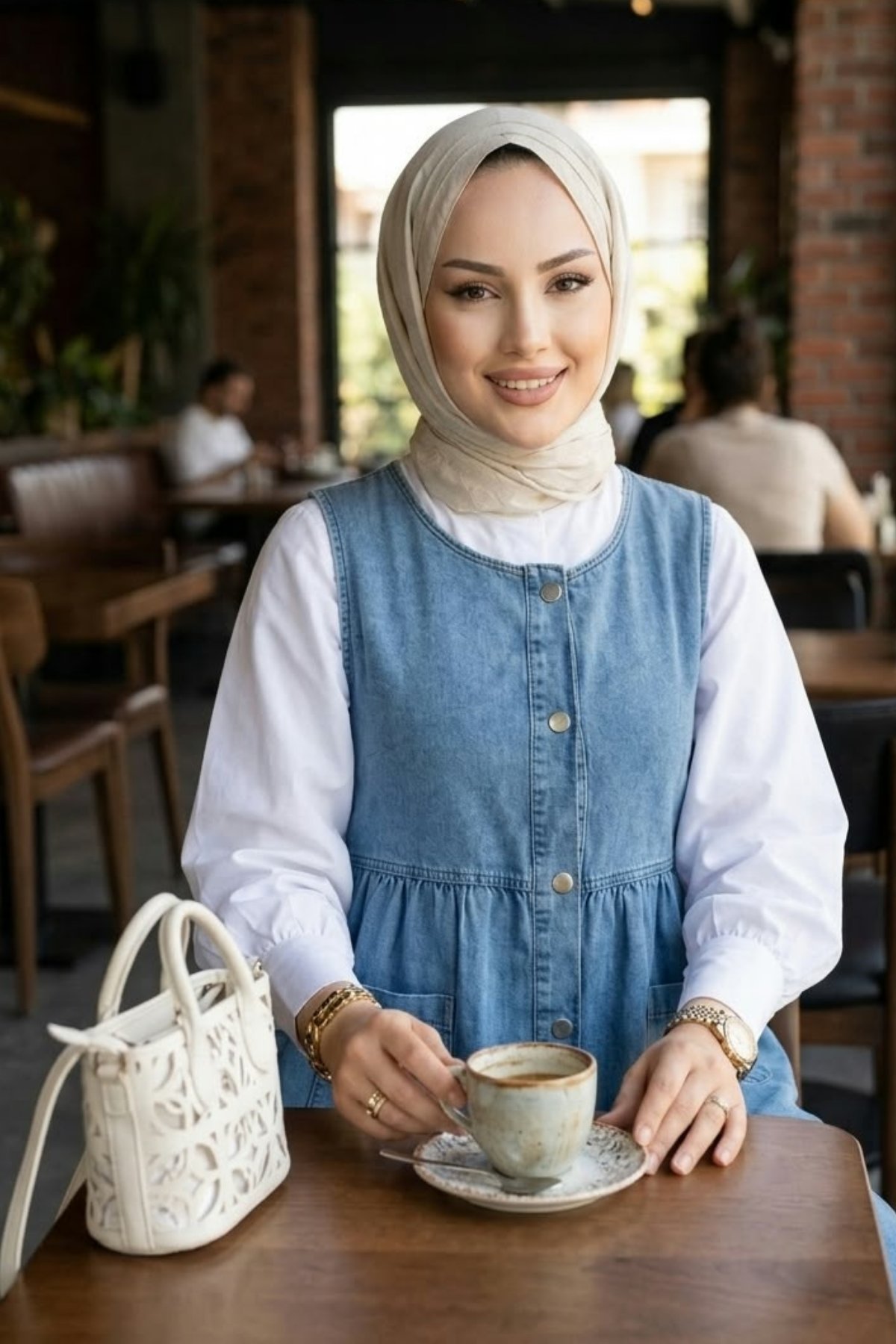 Kadın Düğmeli Cepli Kot Mavi  Jile