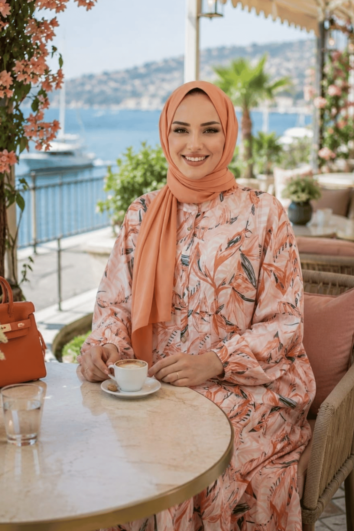 Kadın Düğmeli  Modal Kumaş Desenli Kırmızı Elbise