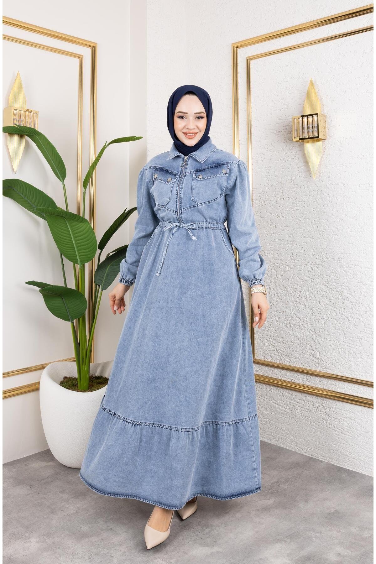KADIN KAPAK CEP DETAYLI KOT ELBİSE
