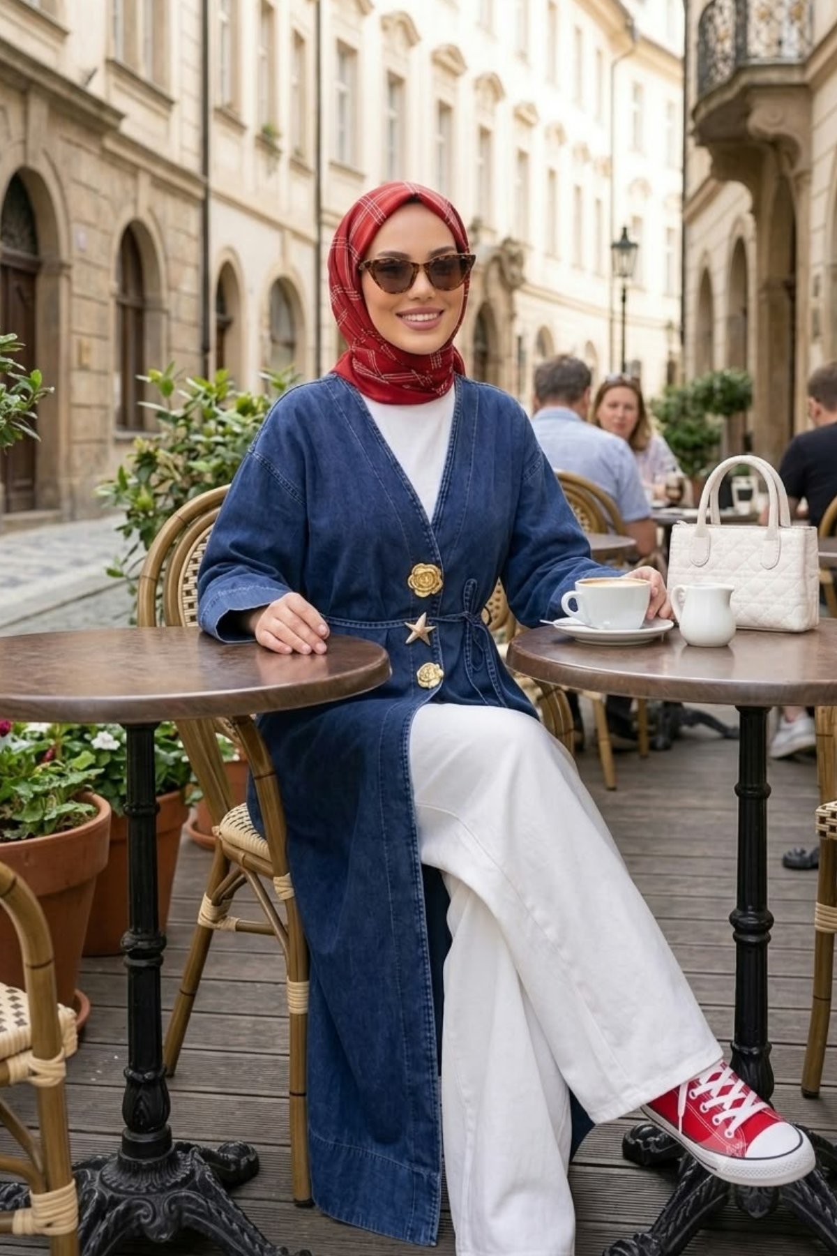 Kadın Rüveyda Tokalı Koyu Kot  Mavi Kap