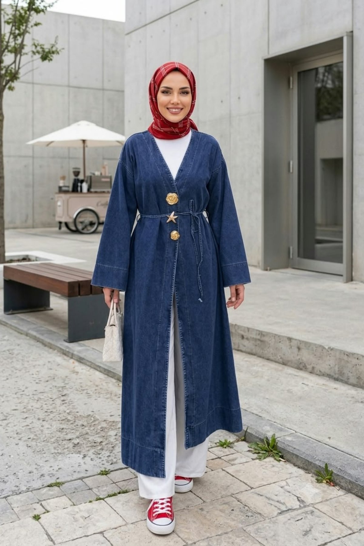 Kadın Rüveyda Tokalı Koyu Kot  Mavi Kap