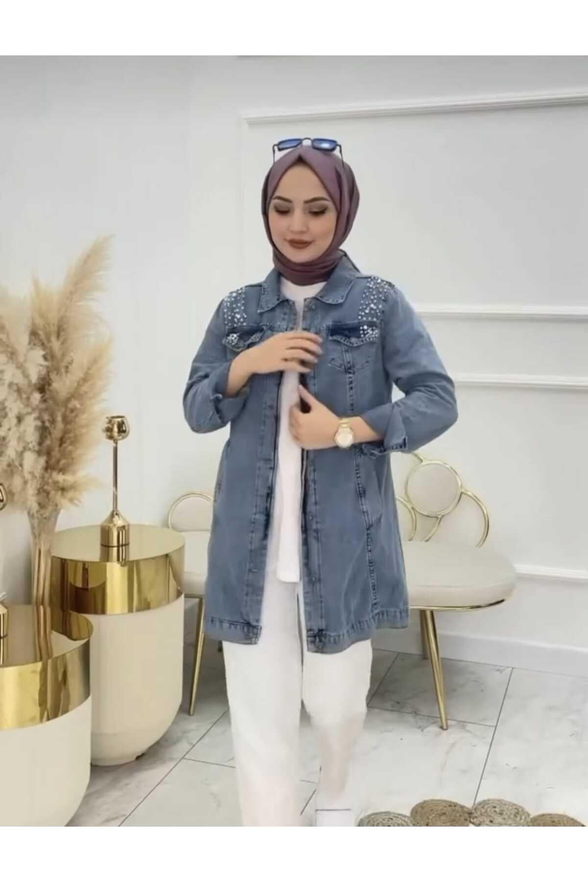 KADIN TAŞLI KOT CEKET