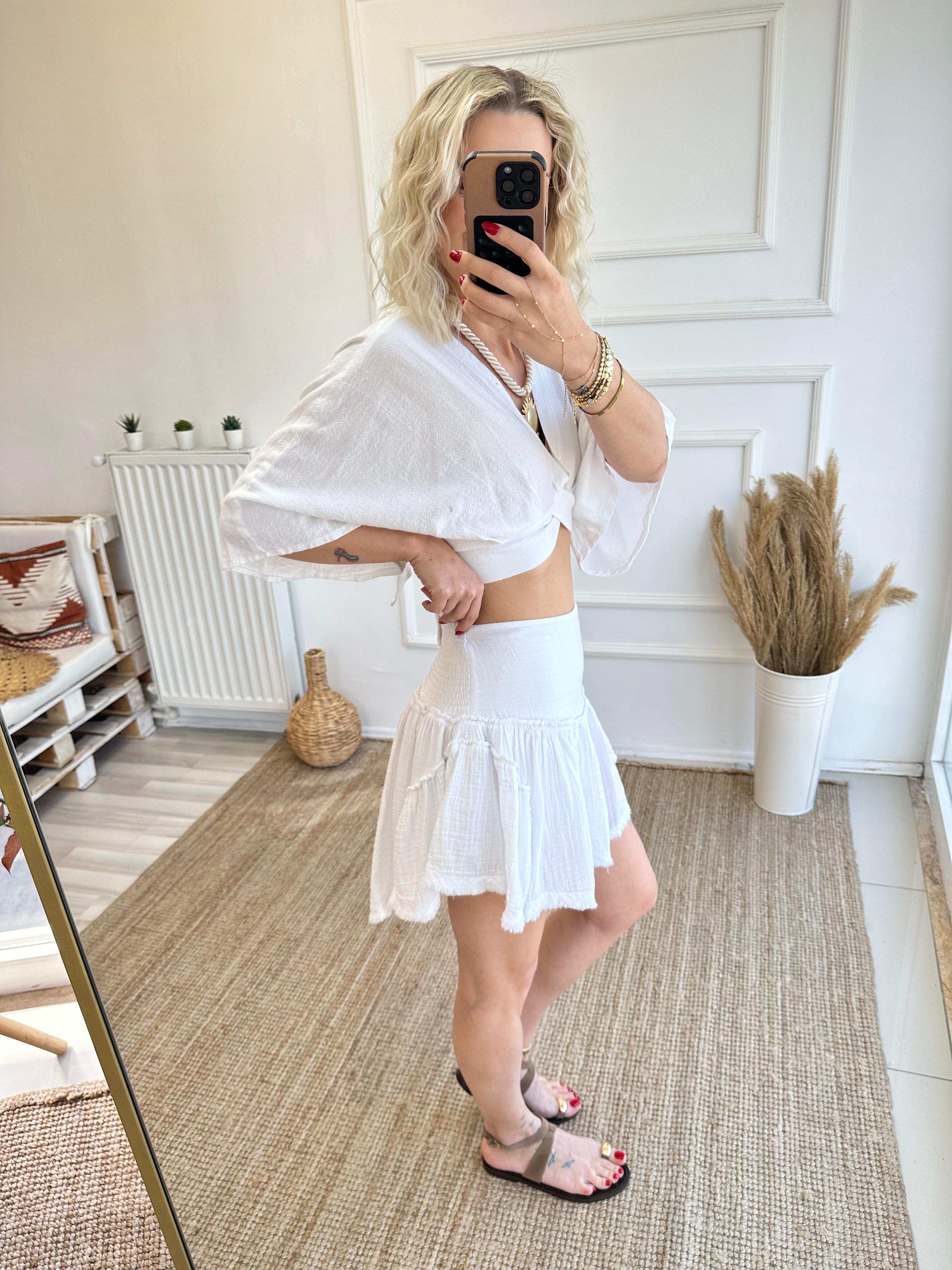 Blanca One Size Yarasa Kol Top Beyaz