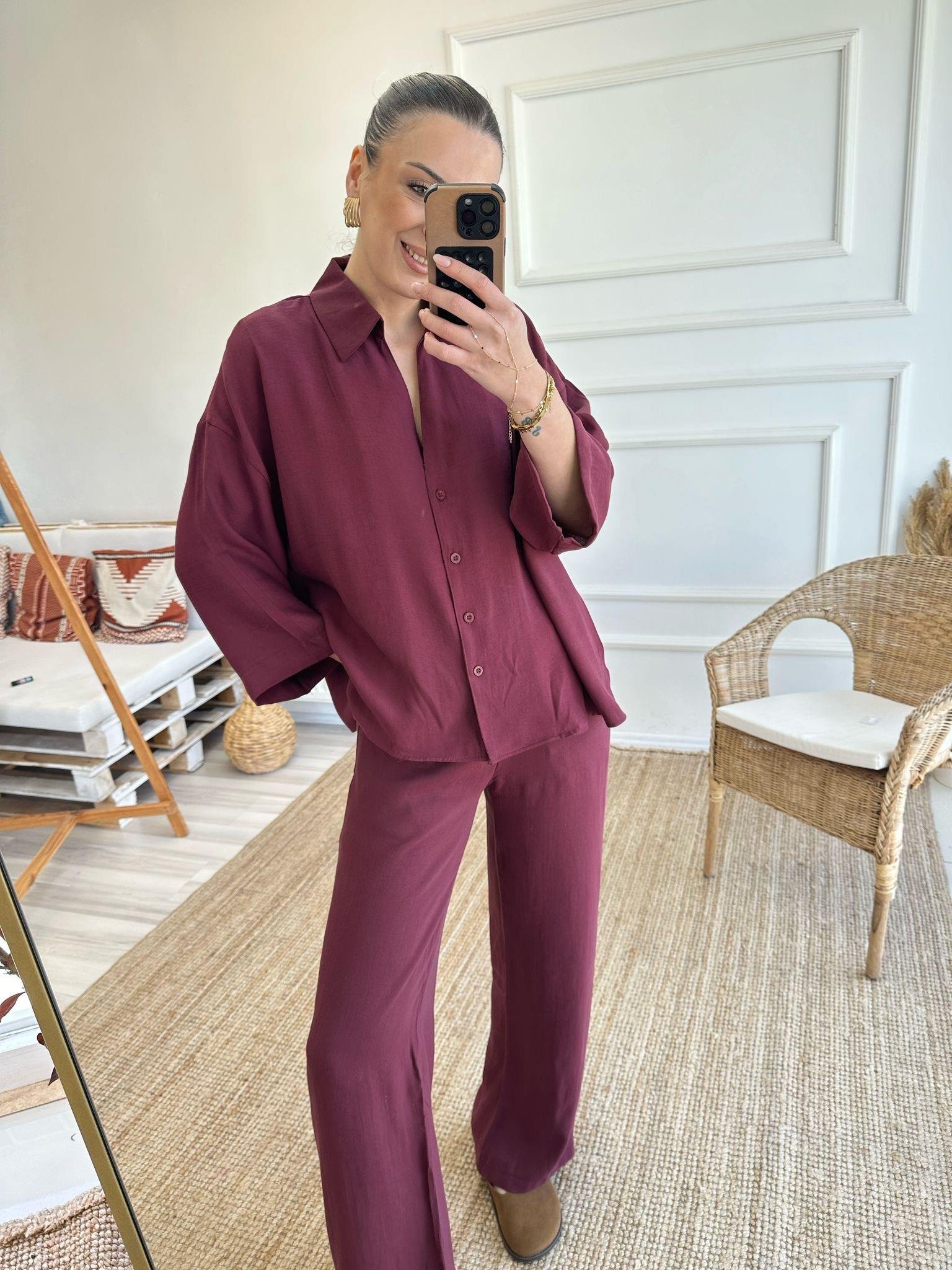 Bordo Tencel Takım
