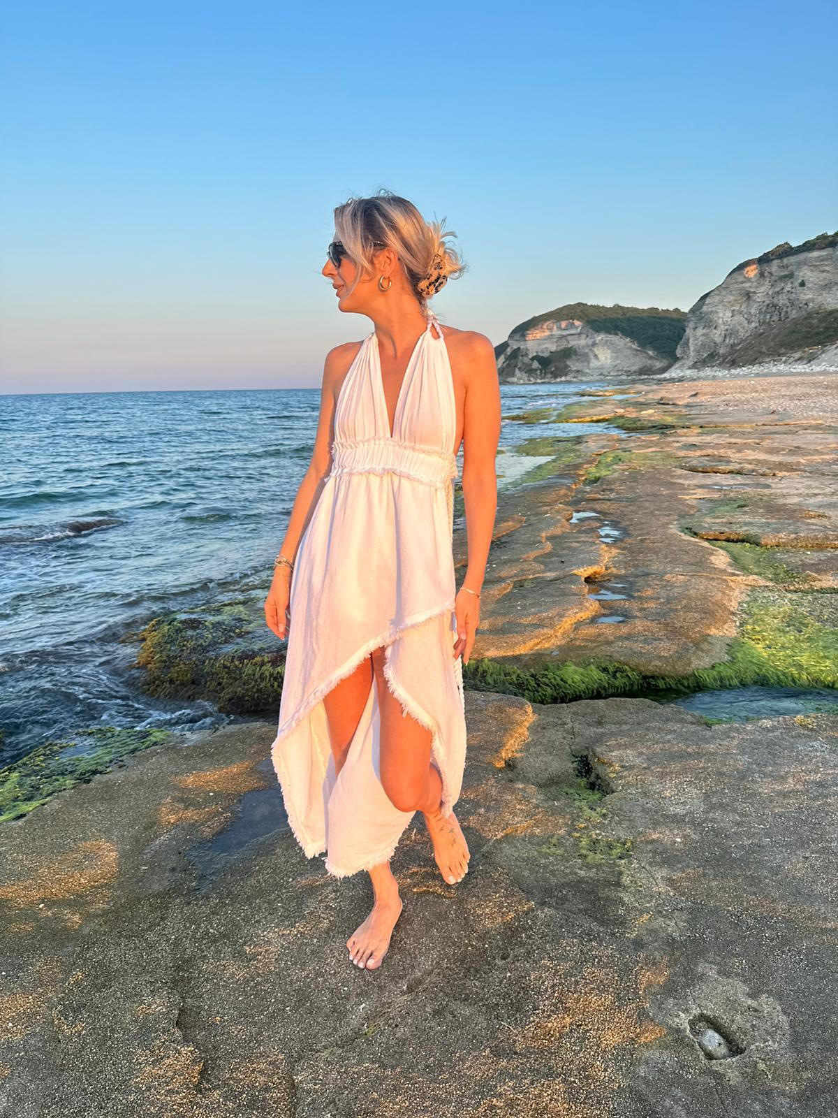 Helen Ham Keten Beyaz Blanca Standart Beden