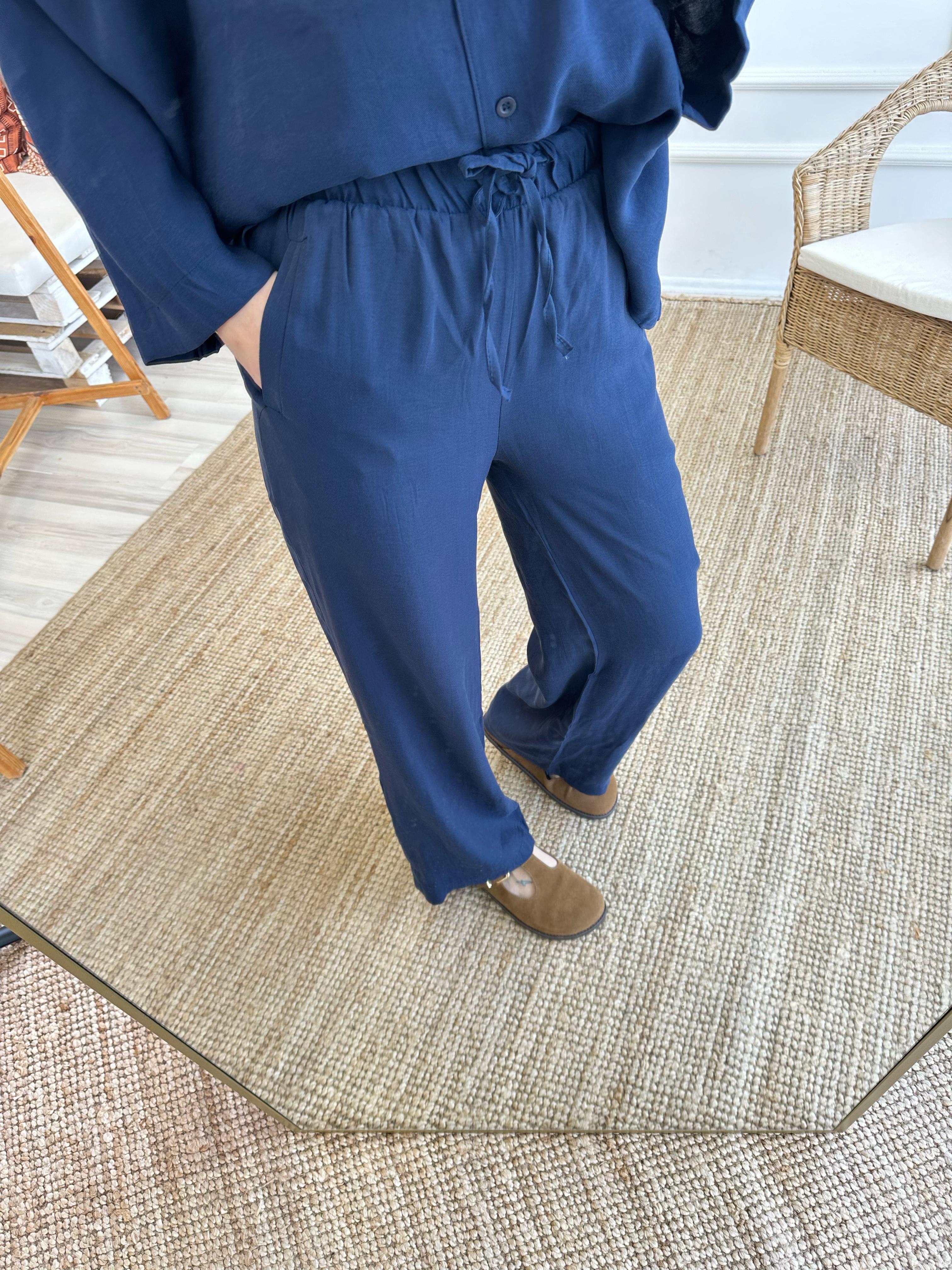 Lacivert Tencel Takım