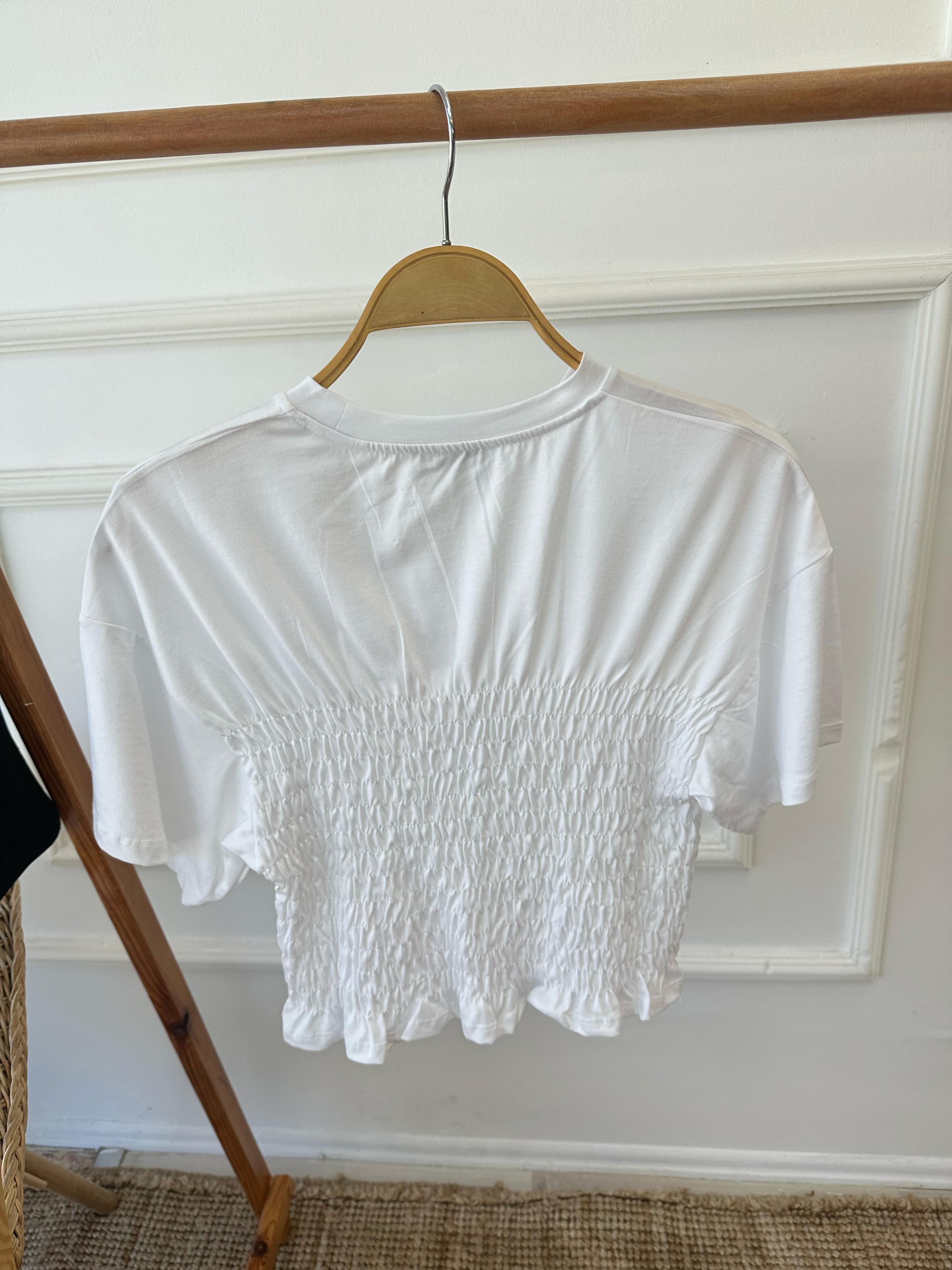 Lastikli T-shirt Beyaz