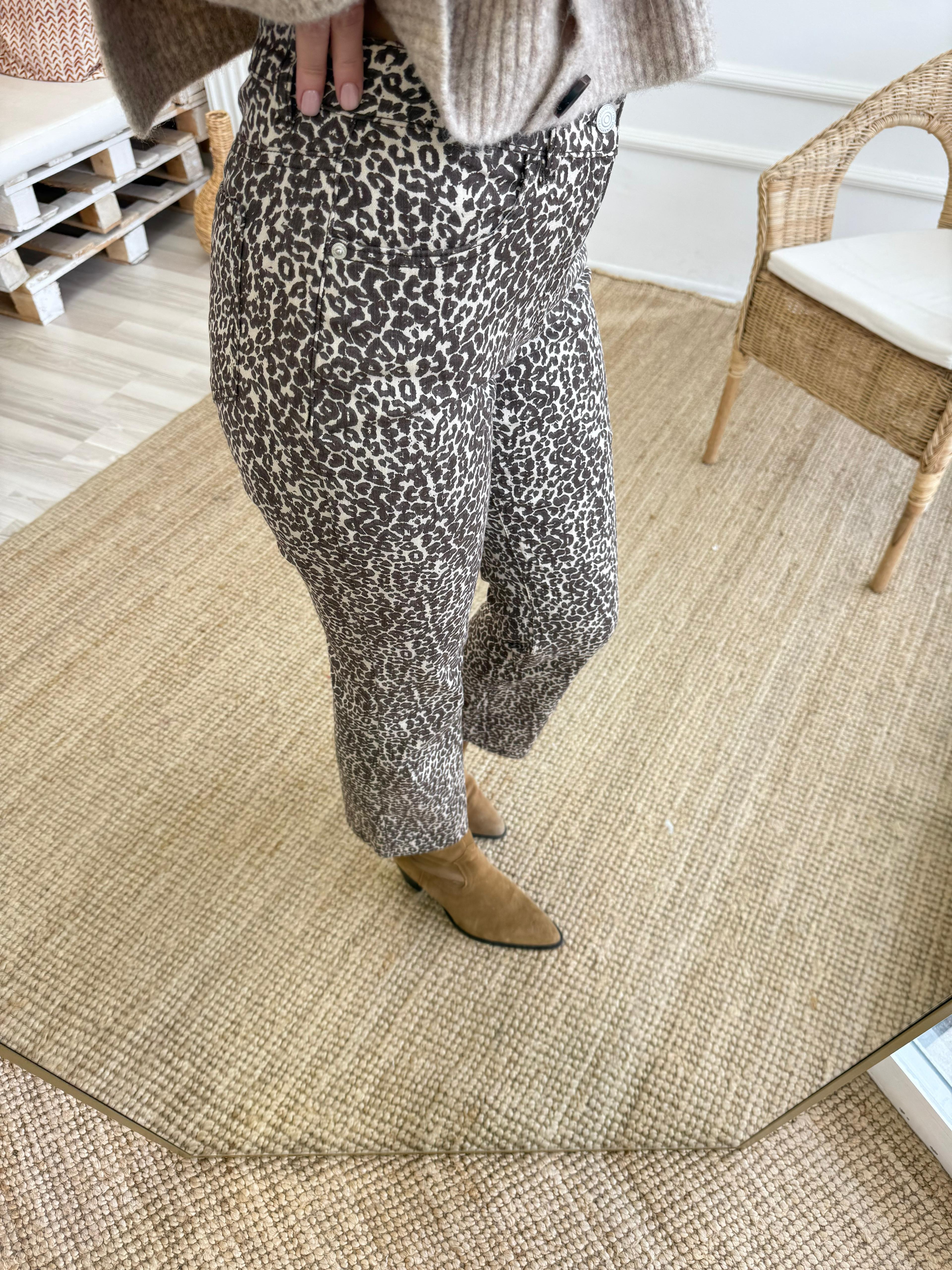 Orj. Marka Likralı Leopar Desen Jean