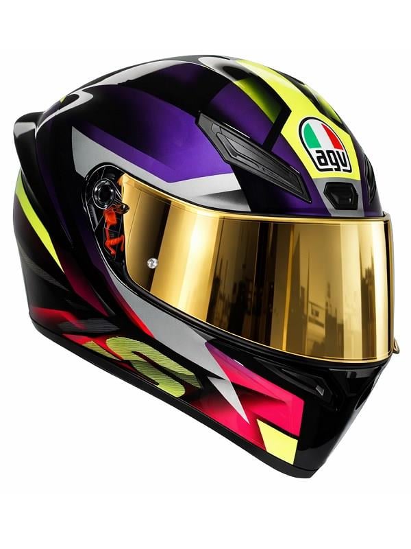 AGV-AGV K1 S E2206 FASTLAP BLACK PURPLE PINK M0196 - GOLD VİZÖR