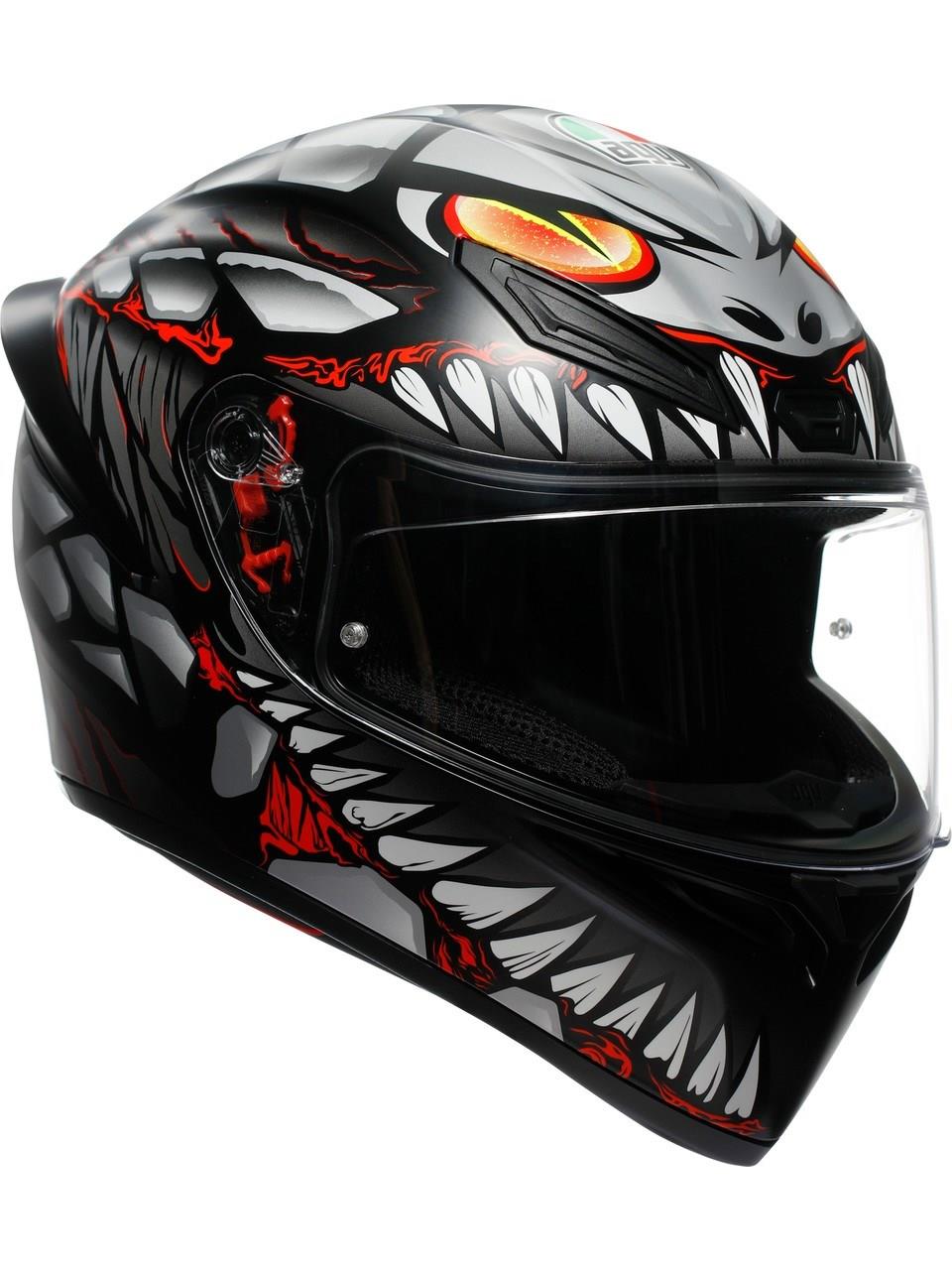 AGV-AGV KASK/K1 S E2206 LYZARD MATT BLACK GREY RED CONFİGURATİON-GOLD VİZÖR