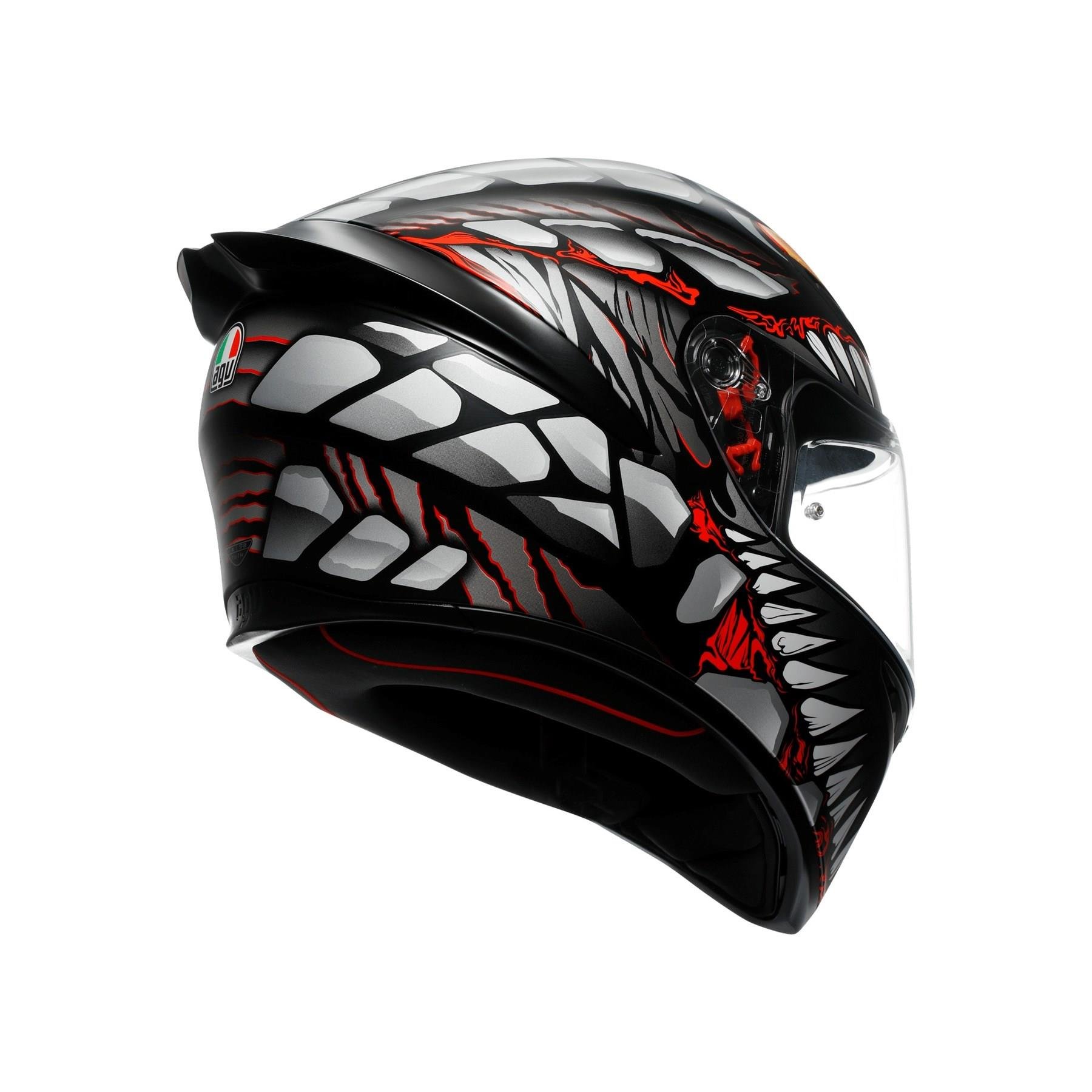 Agv K1 S E2206 Lyzard Matt Black Grey Red Kapalı Kask