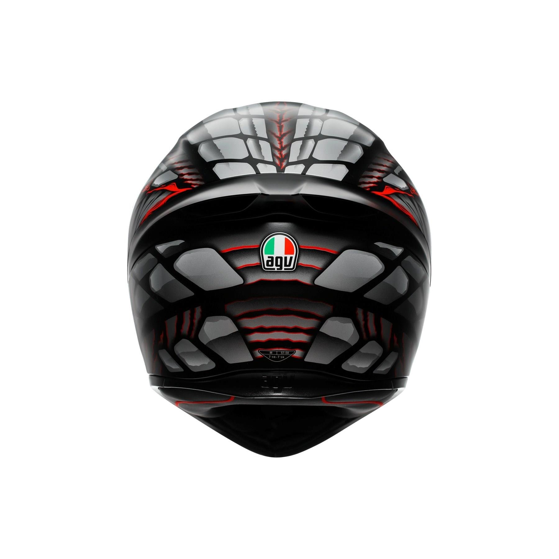Agv K1 S E2206 Lyzard Matt Black Grey Red Kapalı Kask