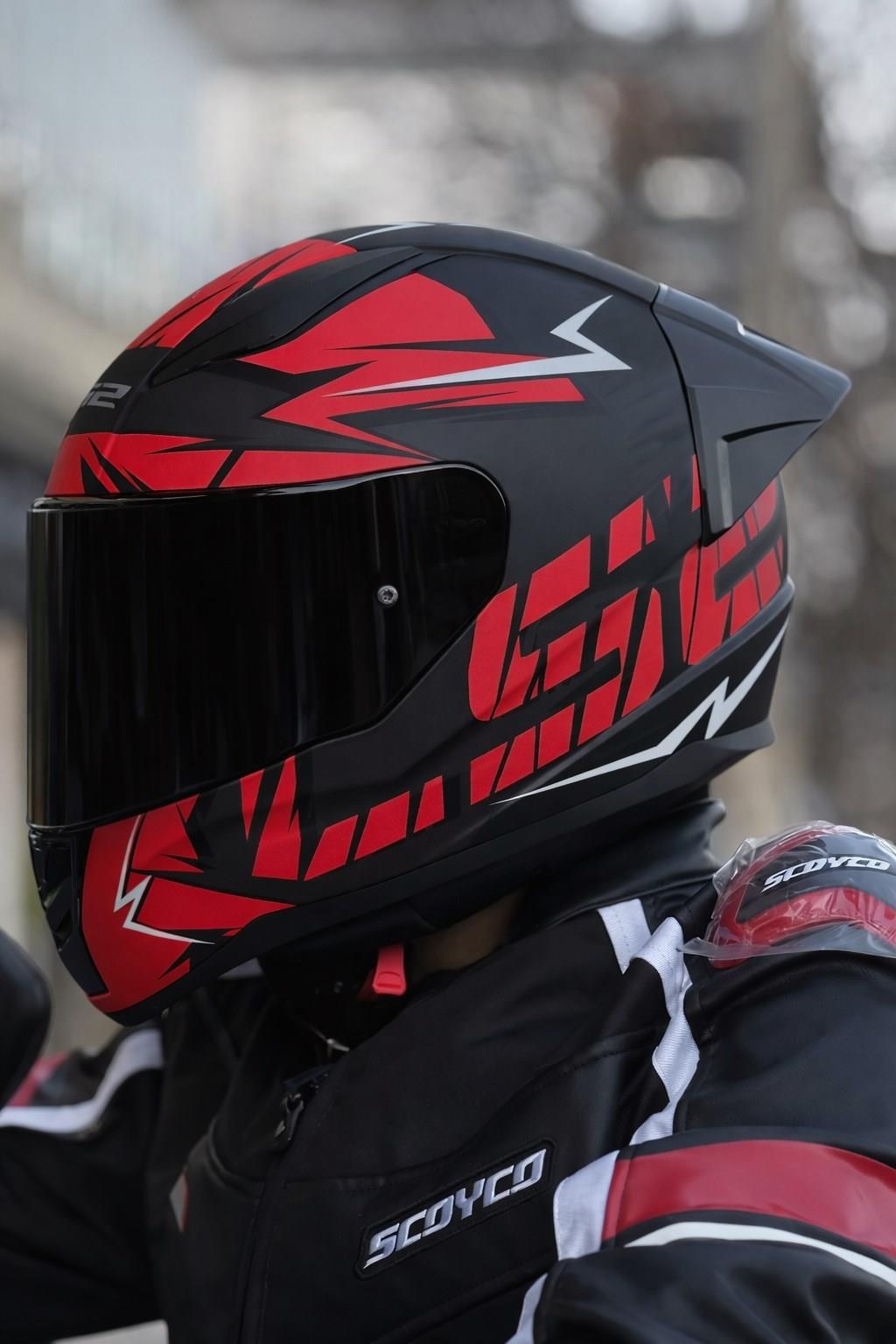 AGV-LS2 RAPID 2 CROMO MAT SİYAH-KIRMIZI KASK- SİYAH VİZÖR-SPOİLER