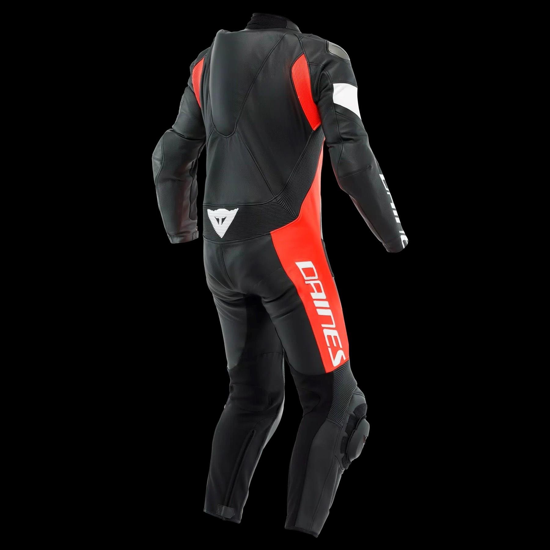 DAINESE/TOSA 1 PCS LEATHER SUIT PERF. BLACK FLU RED WHITE