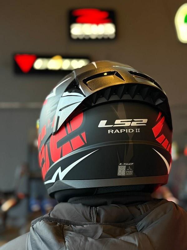 LS2-LS2 RAPID 2 CROMO MAT SİYAH-KIRMIZI KASK-KIRMIZI VİZÖR-SPOİLER